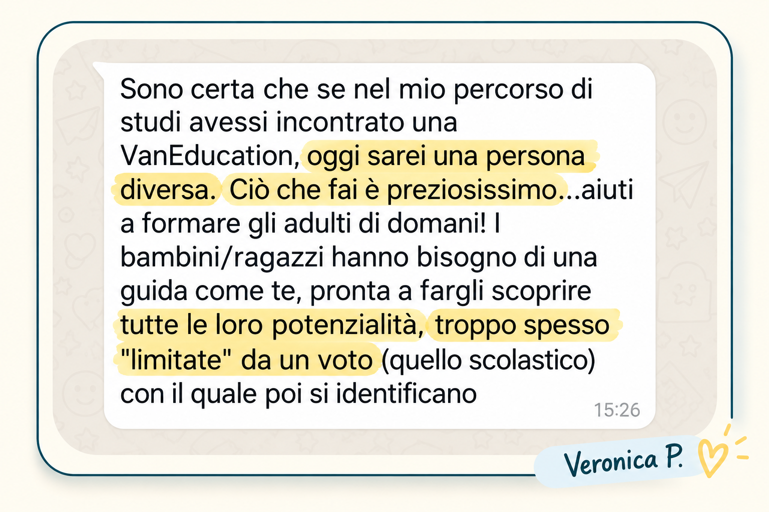 Testimonianza WhatsApp evidenziata di Veronica P.png