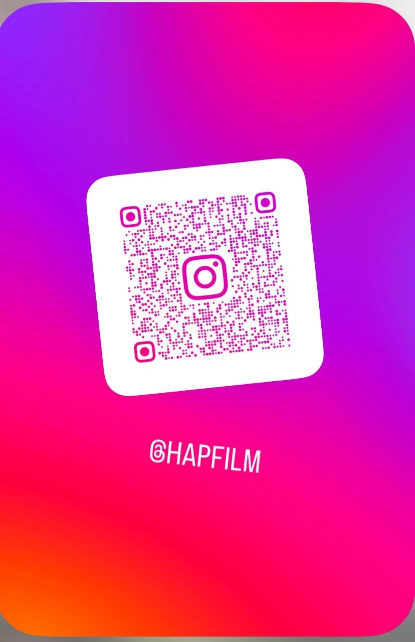 Instagram Nametag for @hapfilm on gradient background