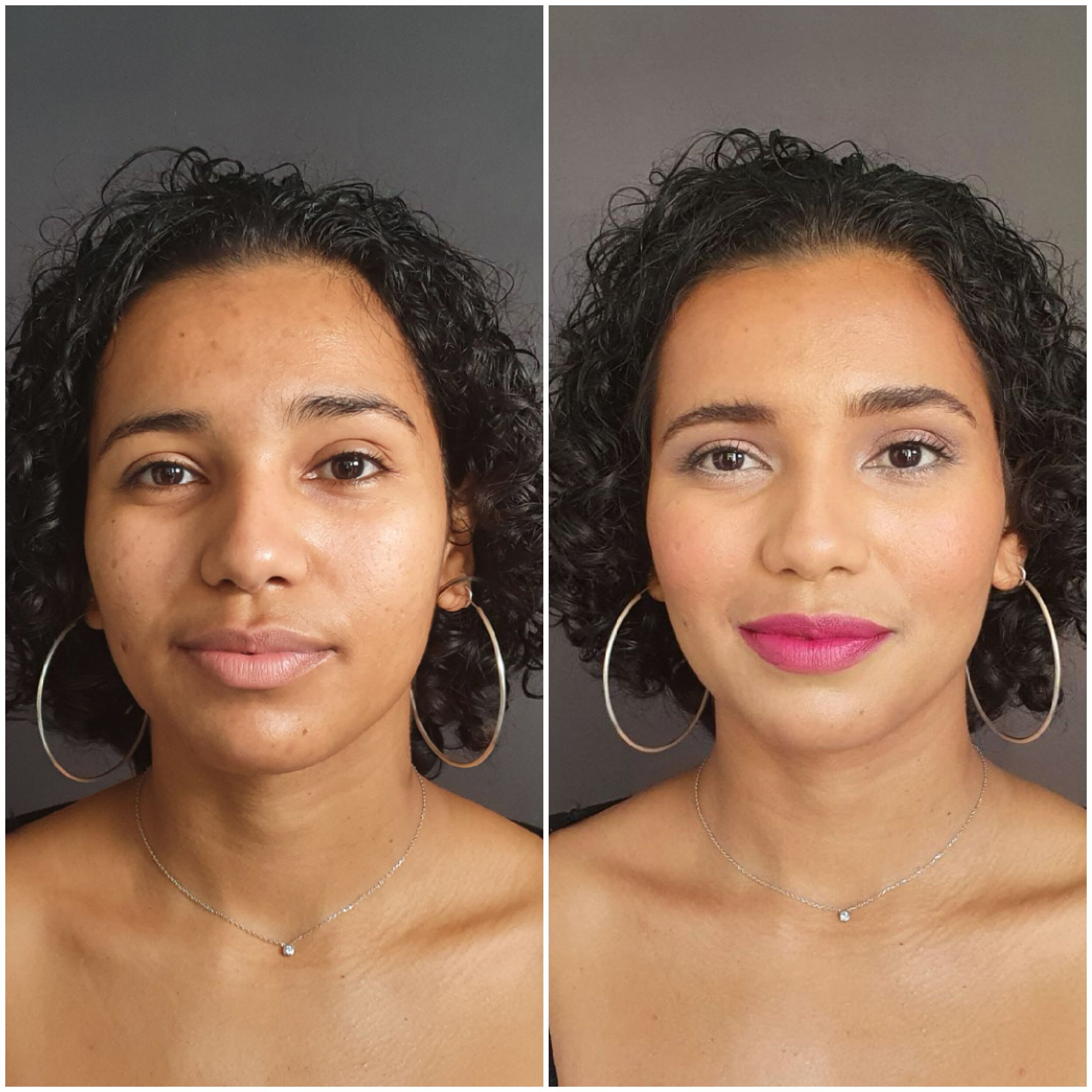 Adolescente Avant Et Après Appliquer Le Maquillage Image stock