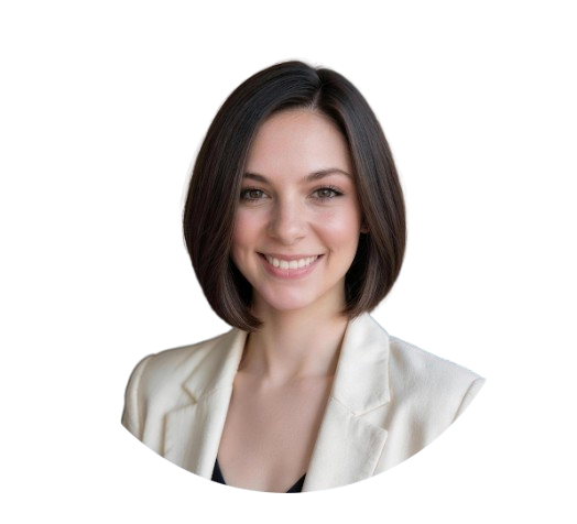 Smiling woman with shoulder-length brown hair wearing a cream-colored blazer.