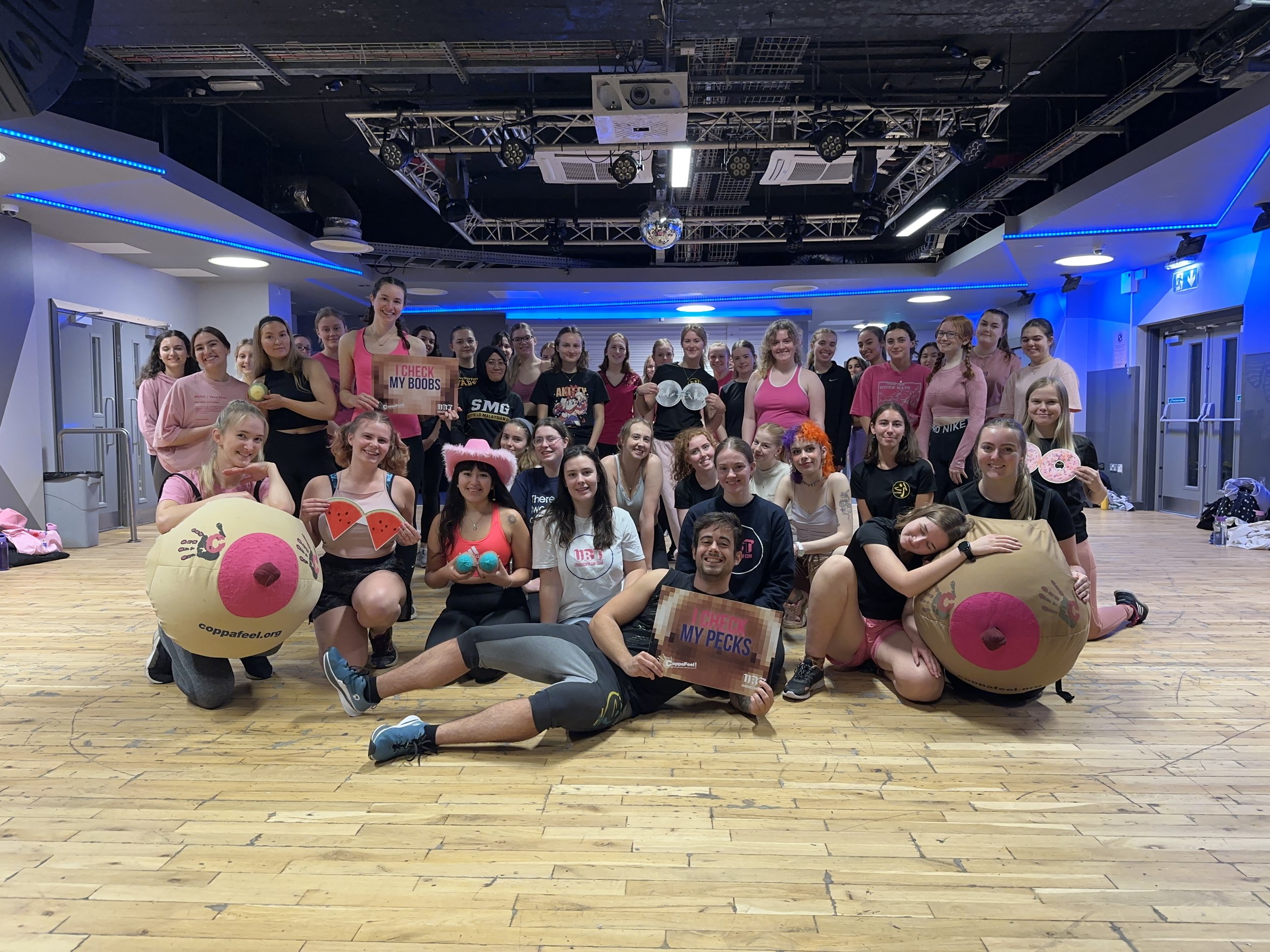 Sheffield Uni Boob Team, branch of the charity CoppaFeel Session, raising awareness about breast cancer - Weekly class with the University of Sheffield ZUMBA® society!