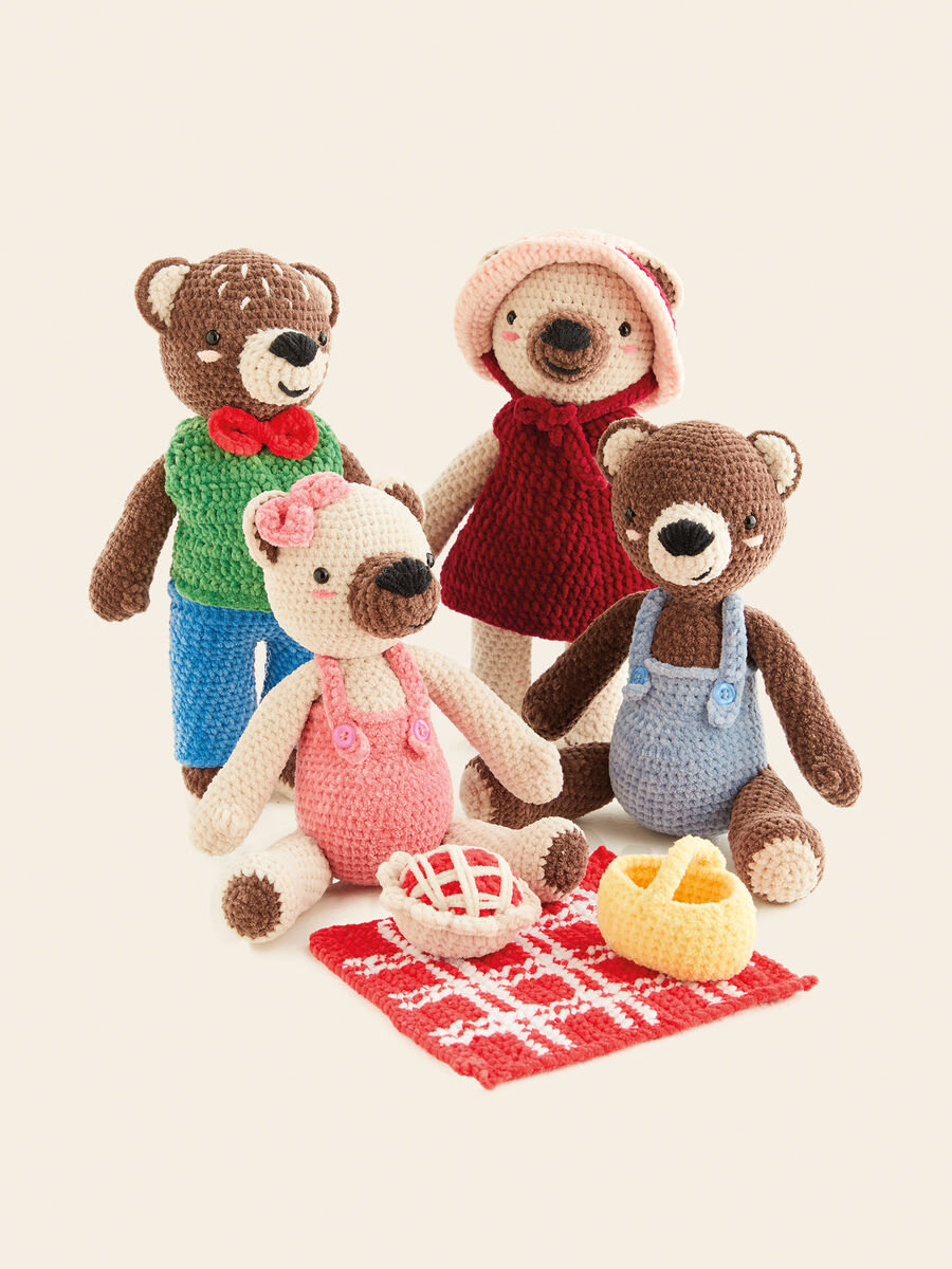 happy chenille teddy bear family and picnic.jpg
