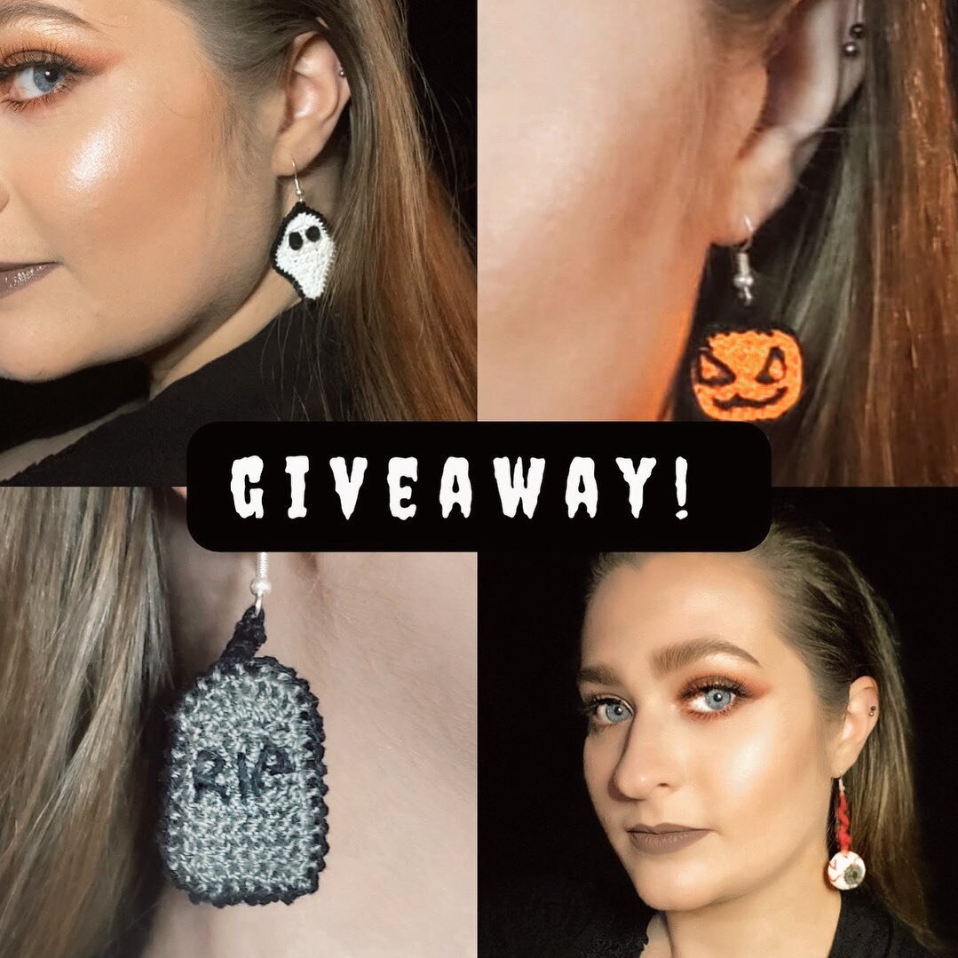 CROCHET PATTERN GIVEAWAY🎃 2 lucky winners will receive the PDF download of my Halloween Earrings Crochet Pattern Collection! It contains 4 designs: pumpkins, eyeballs, tombstones + ghosts. Follow the instructions below to enter:
1) like and save thi