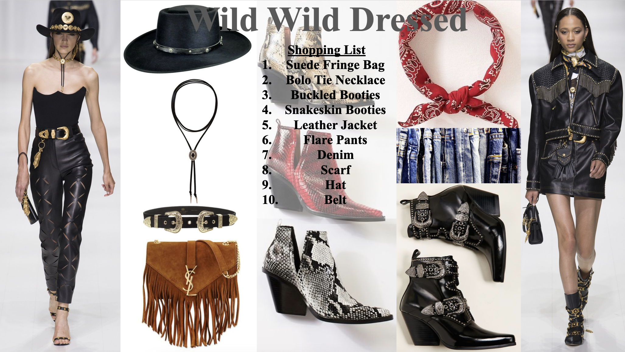 Shopping List	To channel this “western-chic” trend in 2020, there are 10 essential items every buyer and consumer must have in their line or closet. The first is a suede fringe bag. Fringe is the most fun, effortless way of interpreting this city-we…