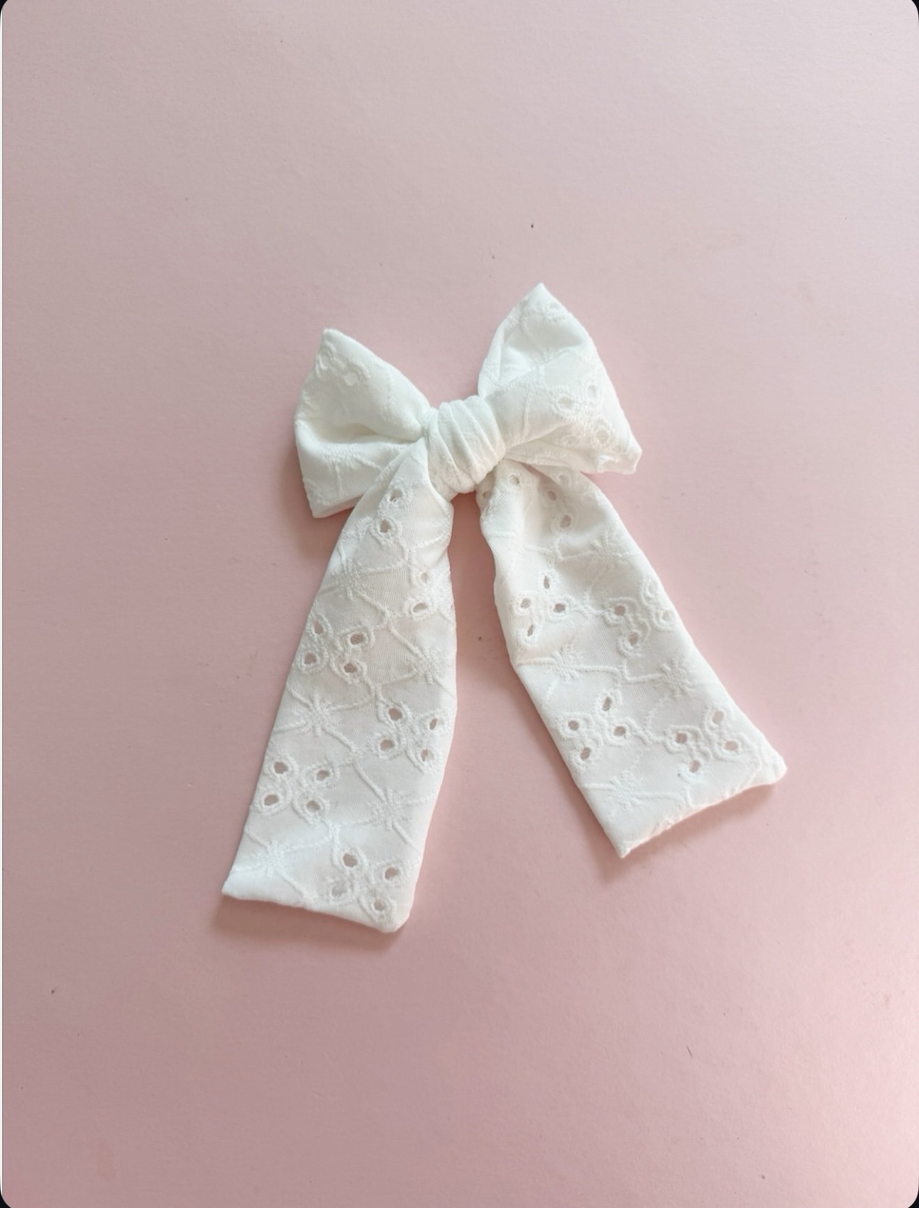White Eyelet - Long Whimsy Bow