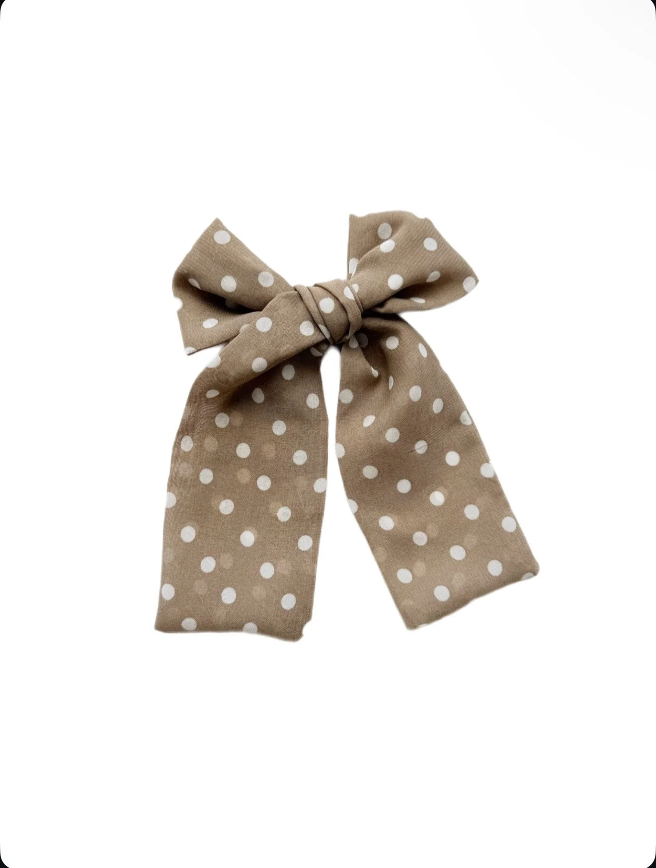 Neutral Polka Dots Mesh - Long Whimsy Bow