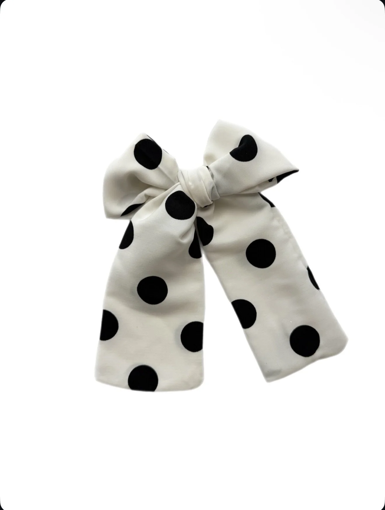 Mesh Polka Dots On Ivory - Long Whimsy Bow