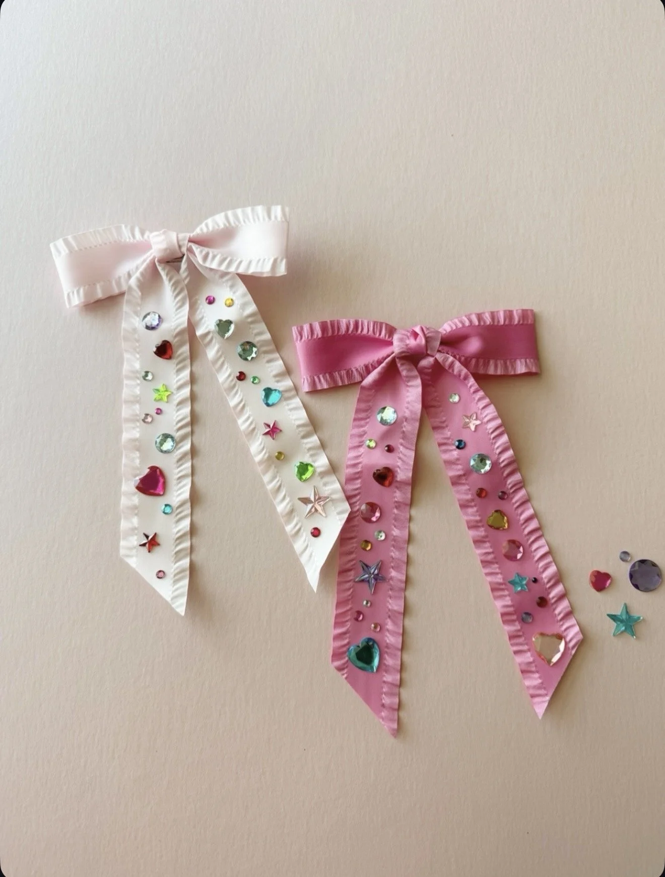 The Fanciest Bows - Long Ribbon Bows With Gems