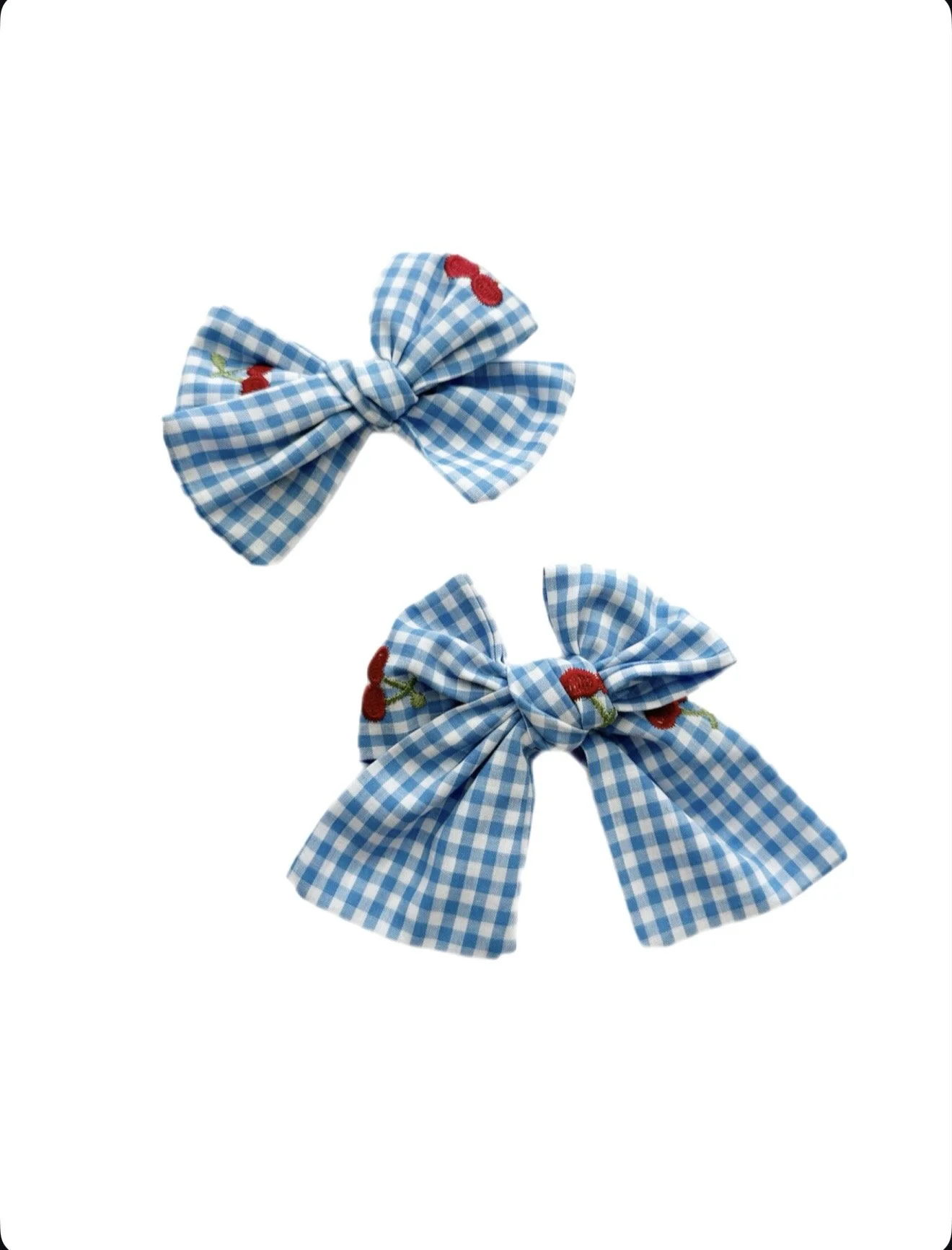 Cherry Blue Gingham - Sailor + Biggie Bow