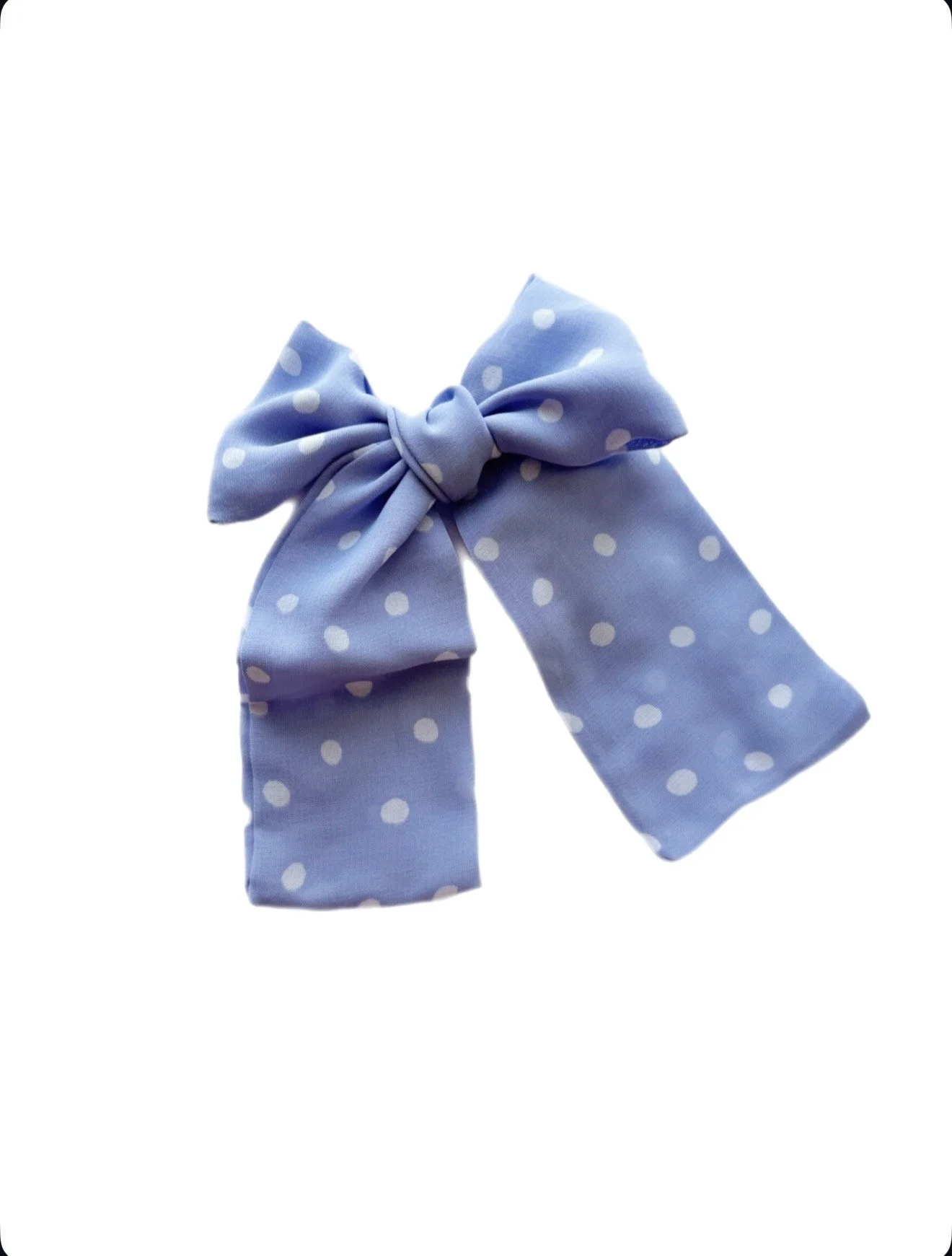 Periwinkle Polka Dots - Long Whimsy Bow