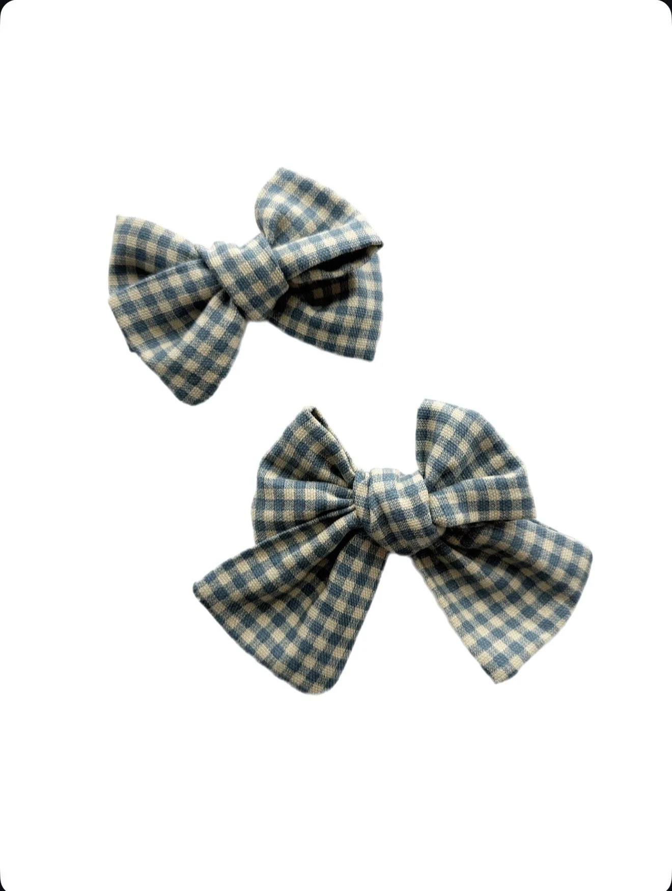 Dusty Blue Gingham - Sailor + Biggie Bow