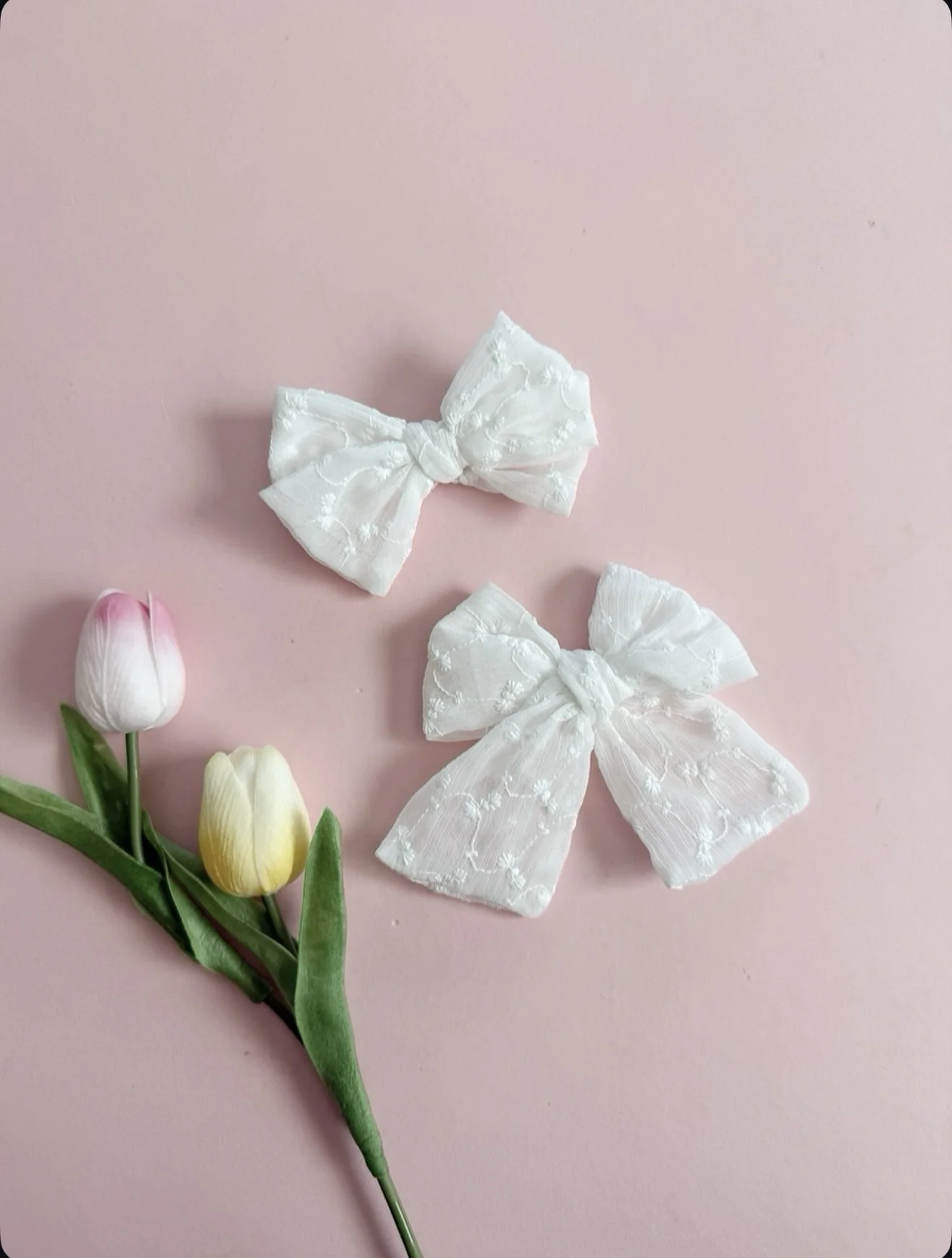 Mesh White Embroidered Flowers - Sailor + Biggie Bow