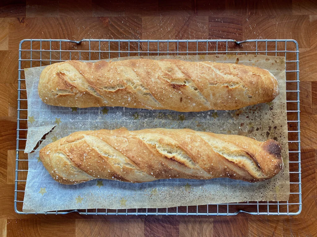 Classic French Baguette (No-Knead)