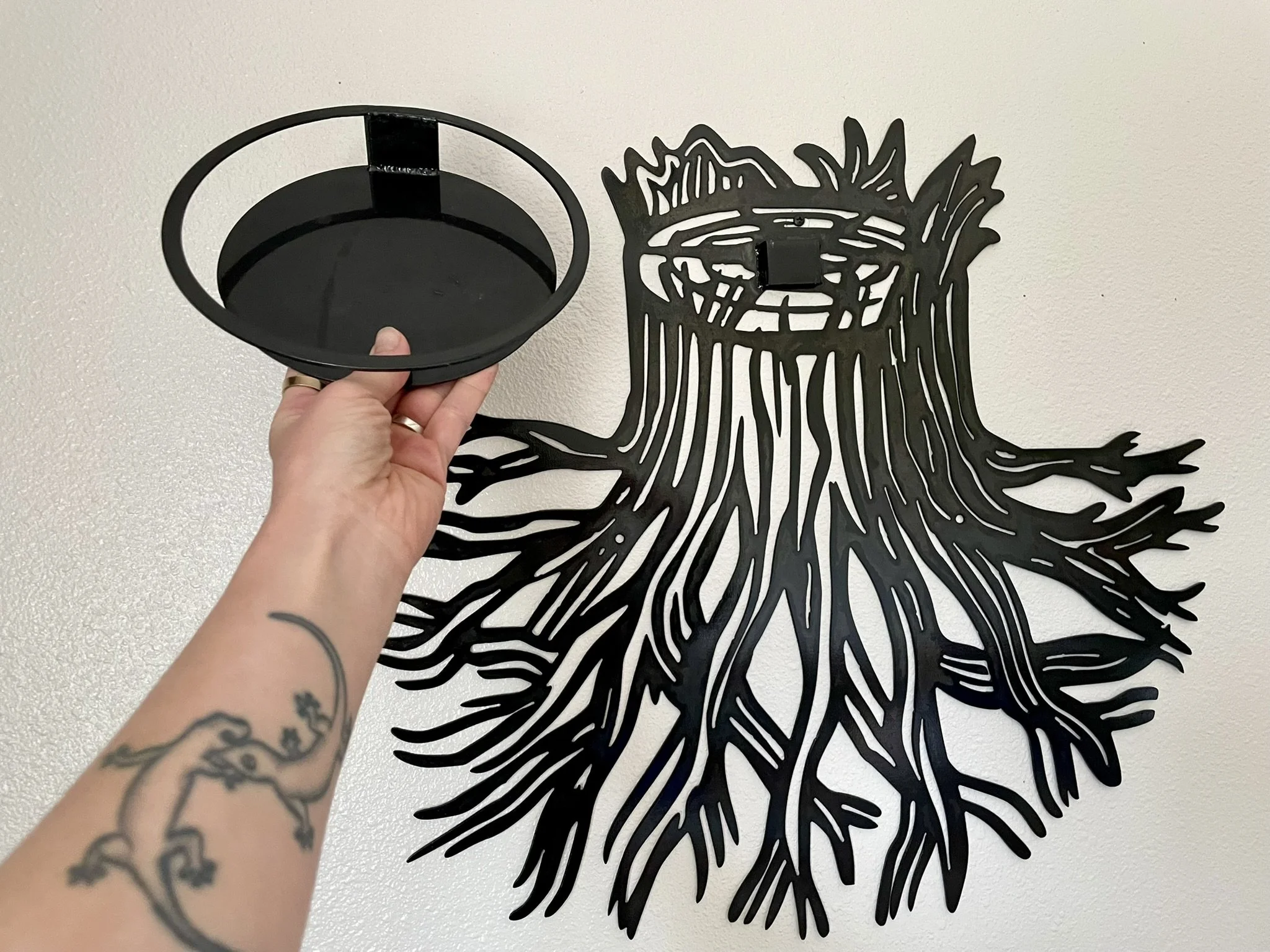 Steel Stump Plant Holder removable shelf 1.JPEG