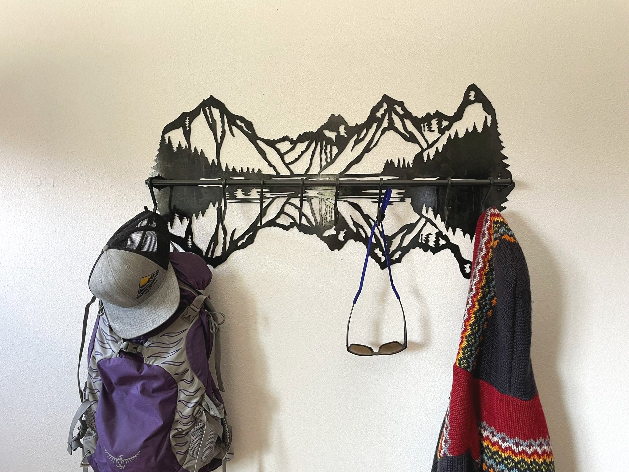 Lake McDonald View Steel Coat Rack by Creative Combinations Montana.