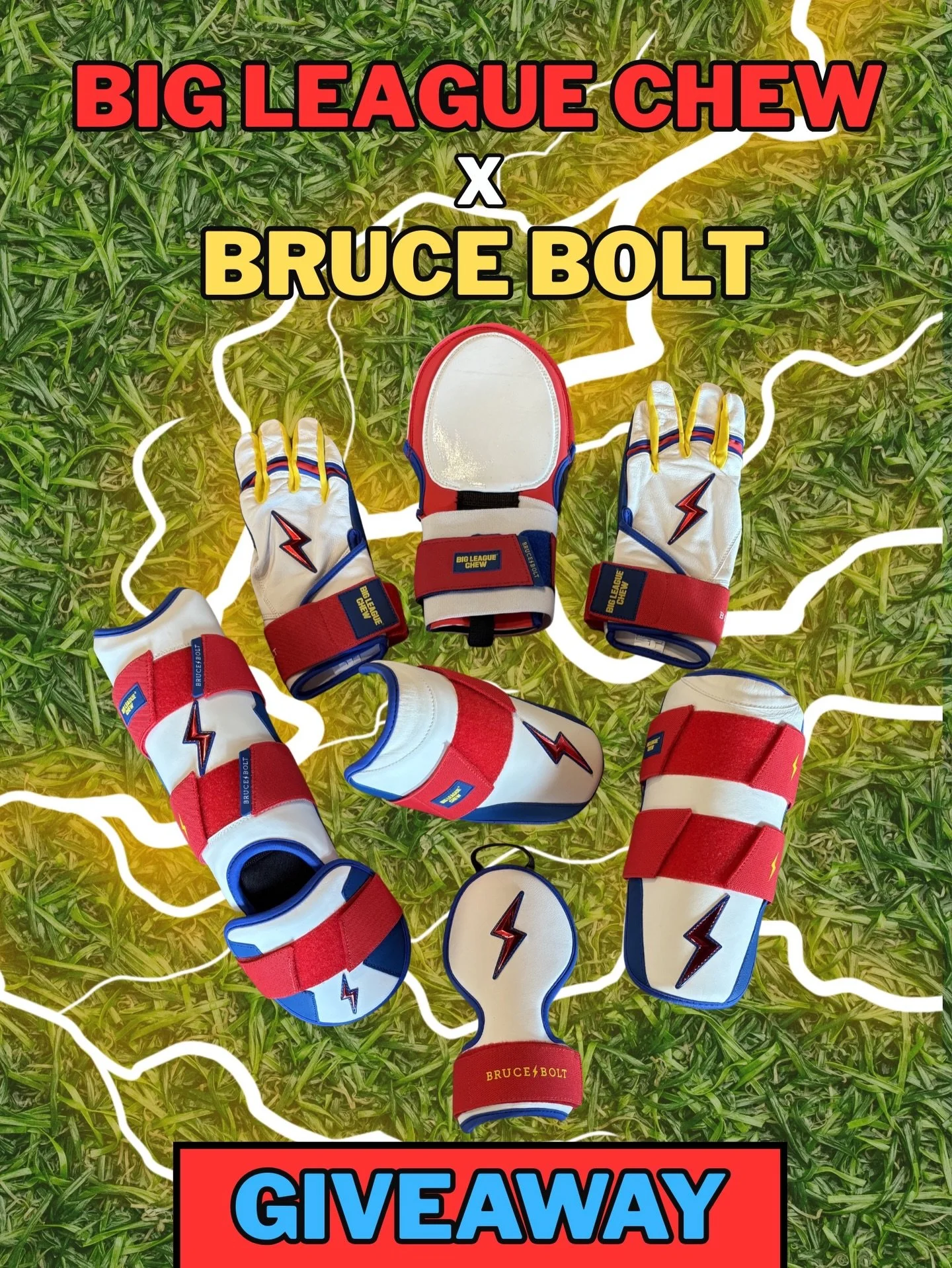 🚨 GIVEAWAY TIME 🚨

We&rsquo;re hooking up one lucky winner up with gear from Big League Chew x Bruce Bolt 🔥

How to enter:
⚾️ Follow both pages
⚾️ Like + tag a teammate
⚾️ Comment how many combined HR will be hit this Saturday + Sunday in the MLB 
