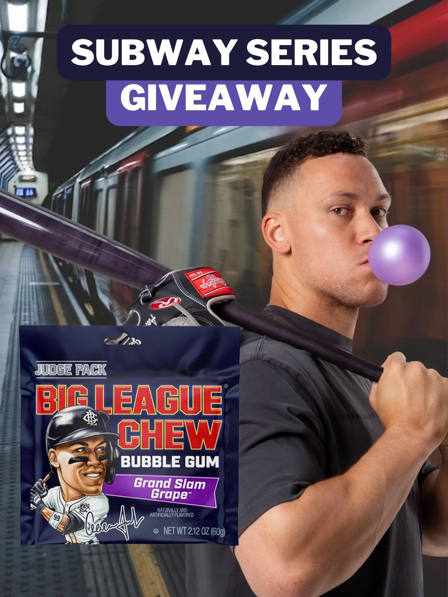 🚨🍇 Grand Slam Grape Giveaway 🚨🍇

1. Tag 2 friends and they must follow @bigleaguechewgum 
2. Comment with your favorite Subway Series moment ⬇️

Entries close Sunday at 9am ET