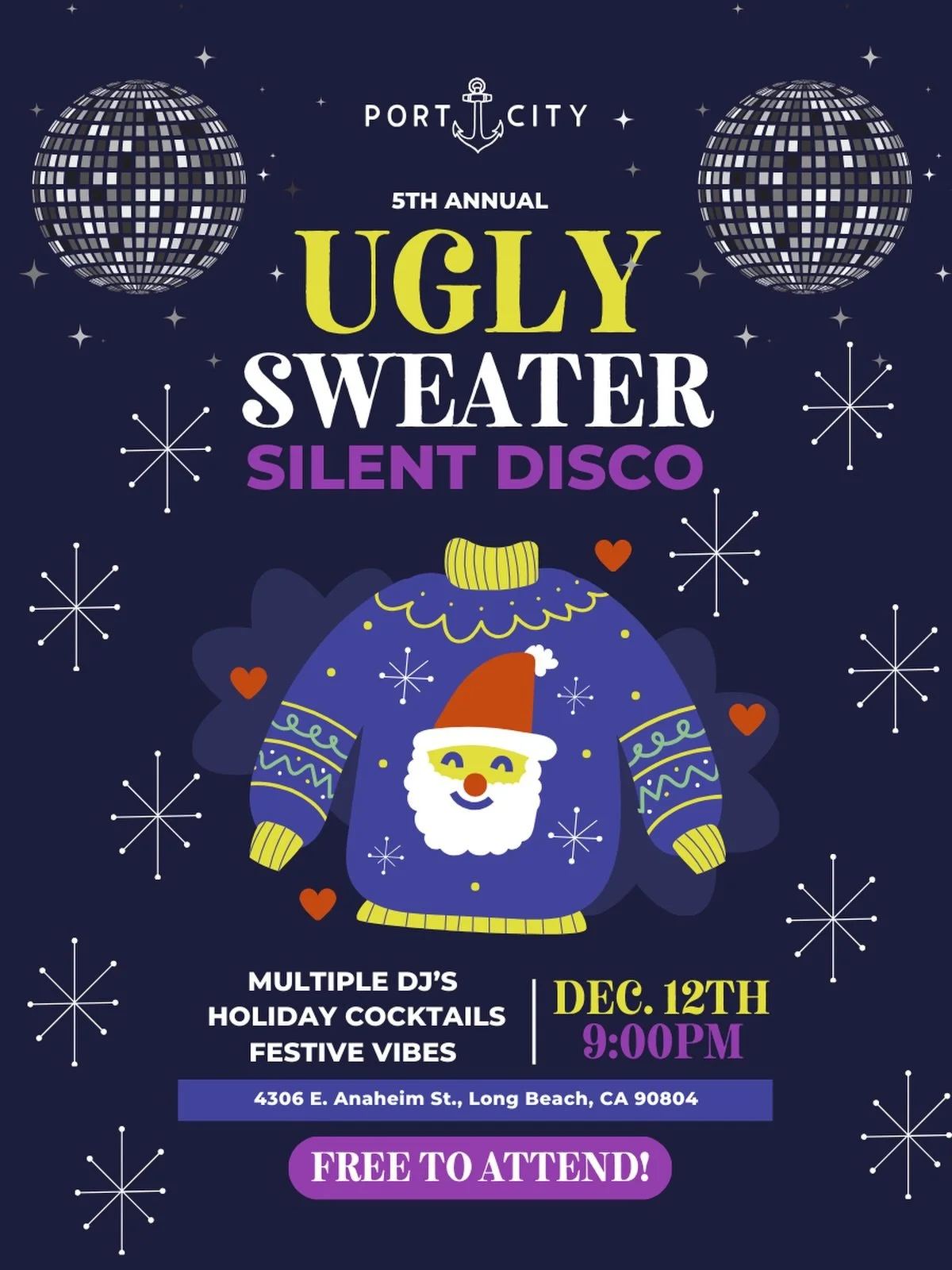 TONIGHT! Join us for our 5th Annual Ugly Sweater Silent Disco party starting at 9pm with multiple DJ&rsquo;s, holiday cocktails, festive vibes, a photobooth and more! 🪩🎅🍸 Ugly sweaters and festive holiday attire encouraged. 

Free to attend, must 