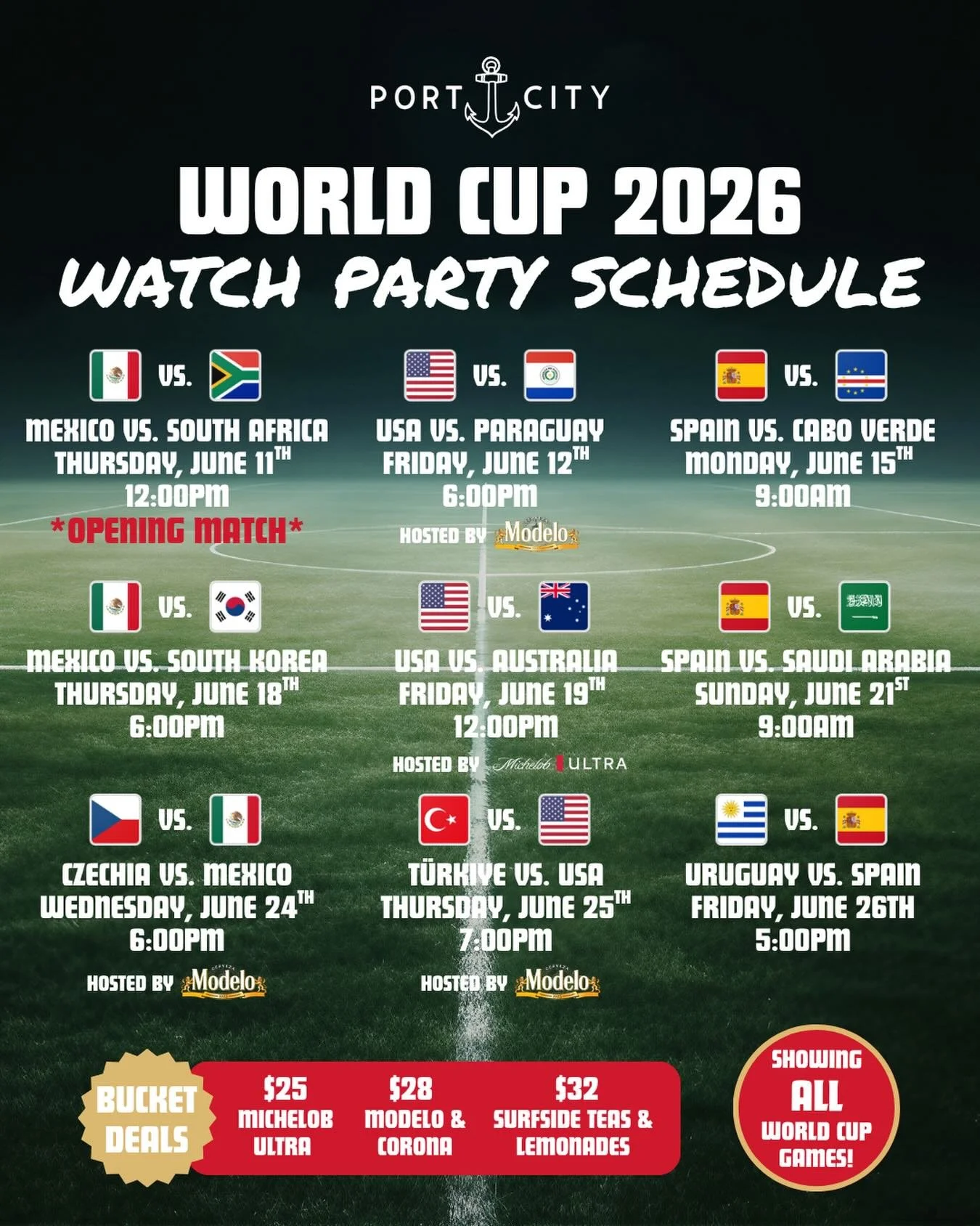 The World Cup starts June 11th and there&rsquo;s no better place to catch every match than HERE! ⚽️

We&rsquo;re opening early and showing ALL FIFA World Cup 2026 matches LIVE on our TVs, so you won&rsquo;t miss a single goal, save, or celebration.

