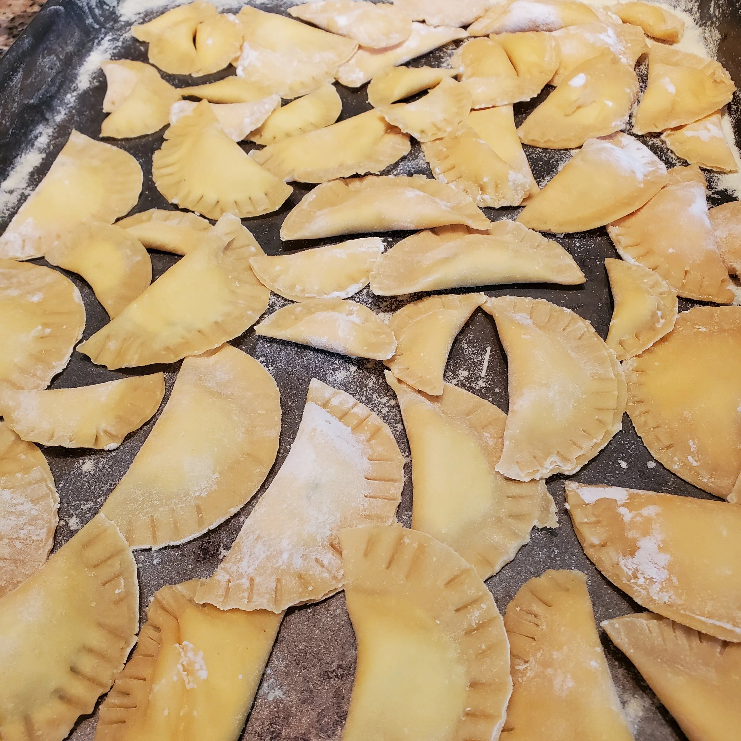 Ricotta filled Mezzalune in red sauce and Fettuccine with lemon cream 2 available $85pp