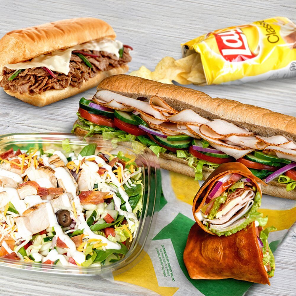 sandwiches, salads, and chips