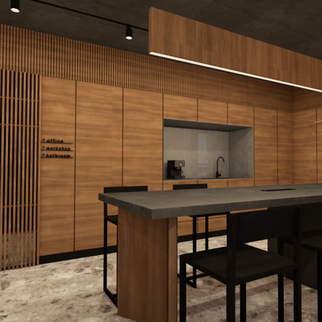 Renders for a cabinet makers showroom&mdash;here we explore contrasting material and colour palettes