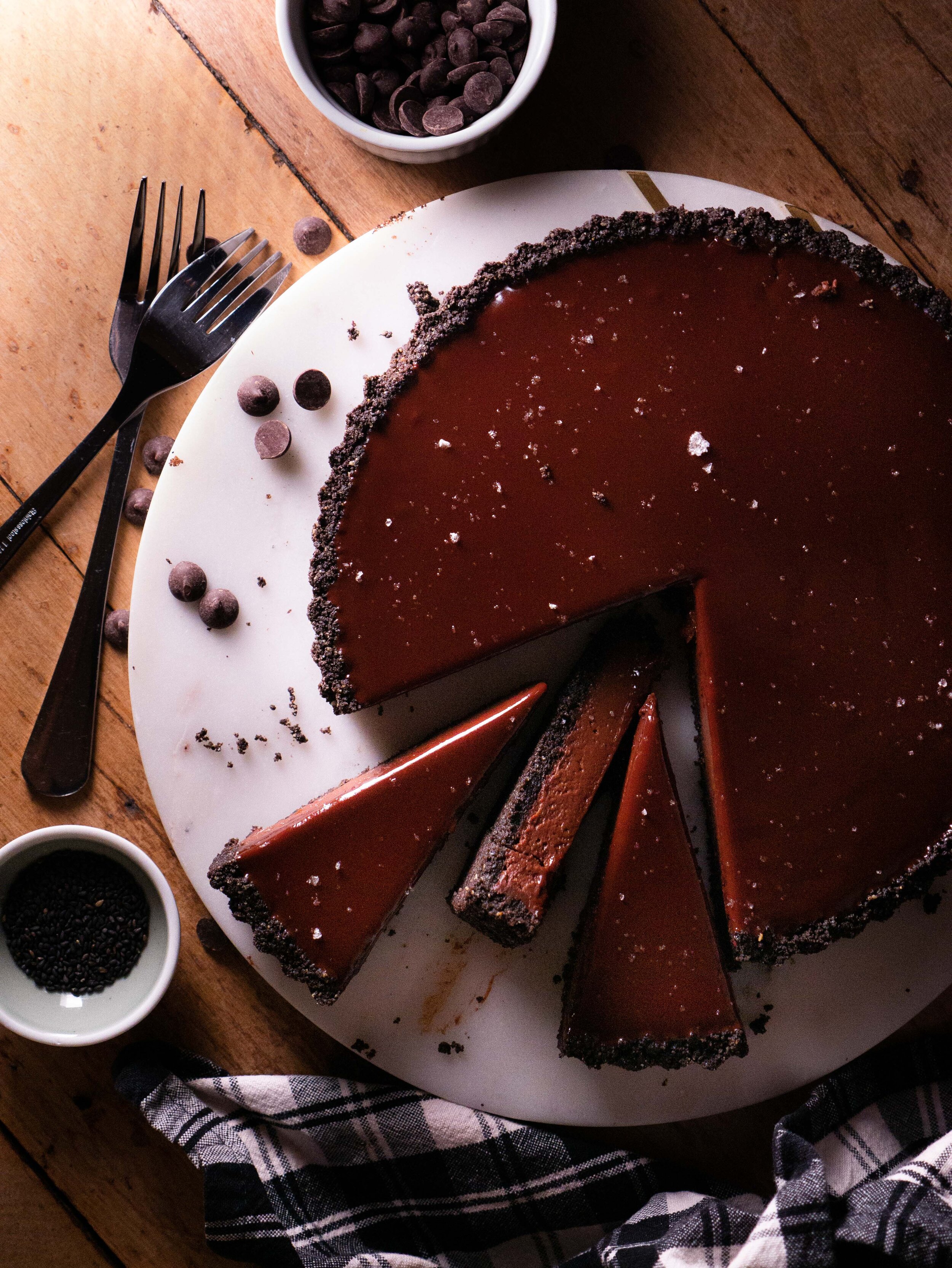 Black Sesame Miso Chocolate Tart