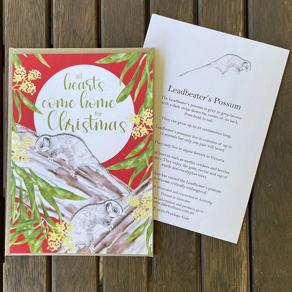 Fabriculture Leadbeaters Possum Christmas card