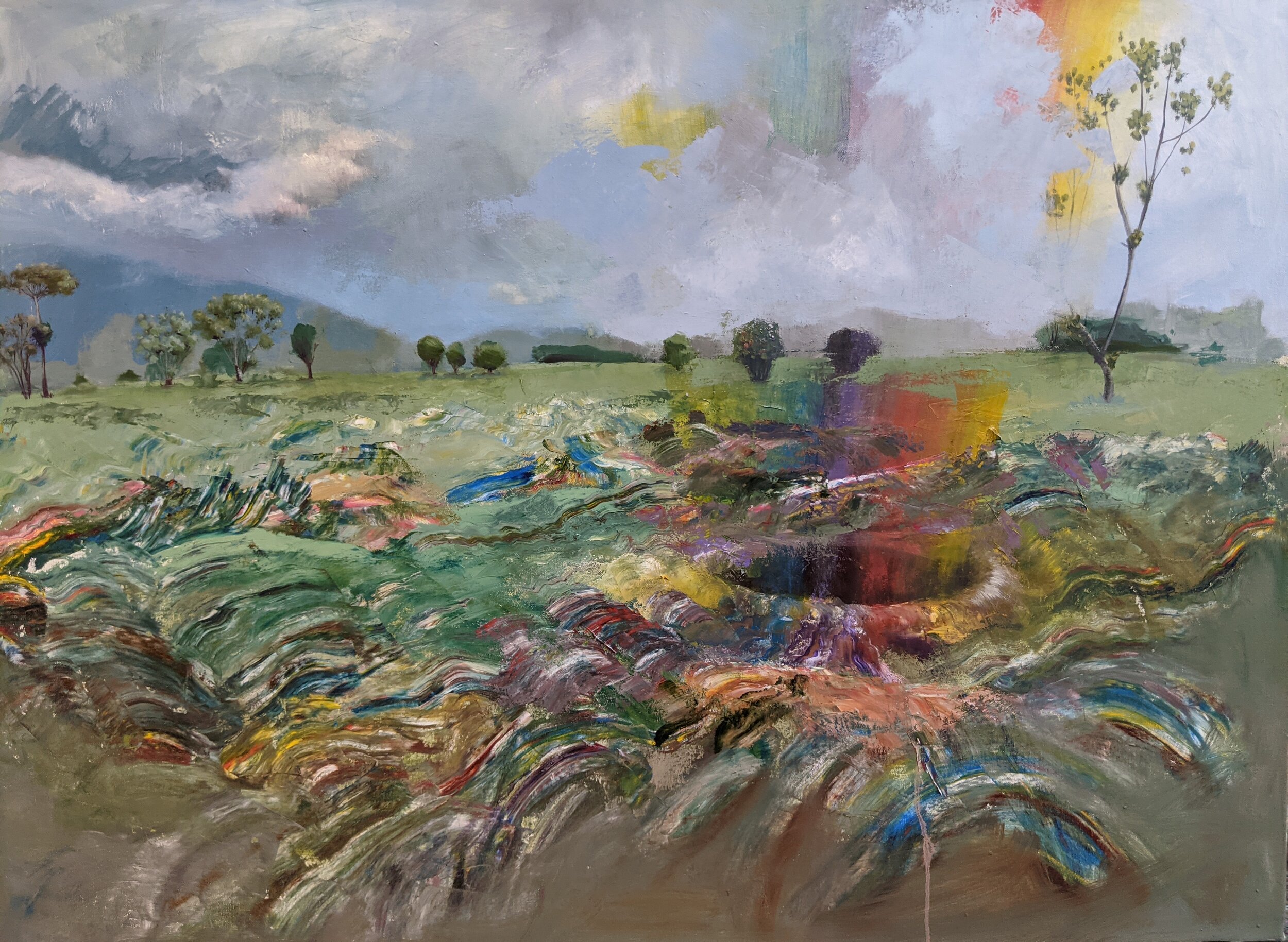 As you can see from this recent painting, “Rainbow Hole Near,” Caitlin often finds inspiration in the beauty of nature.