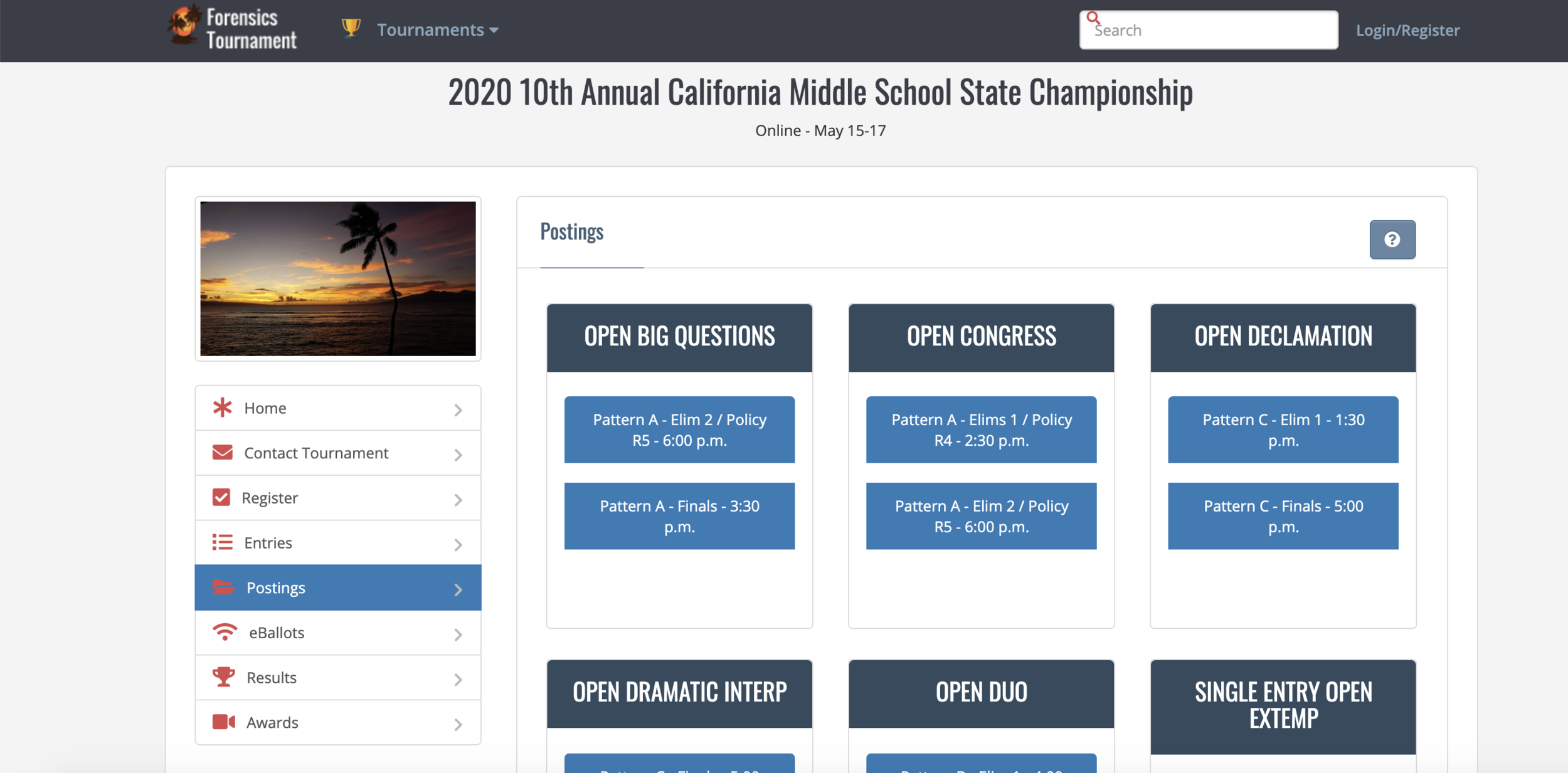 10th Annual California Middle School State Forensics Tournament