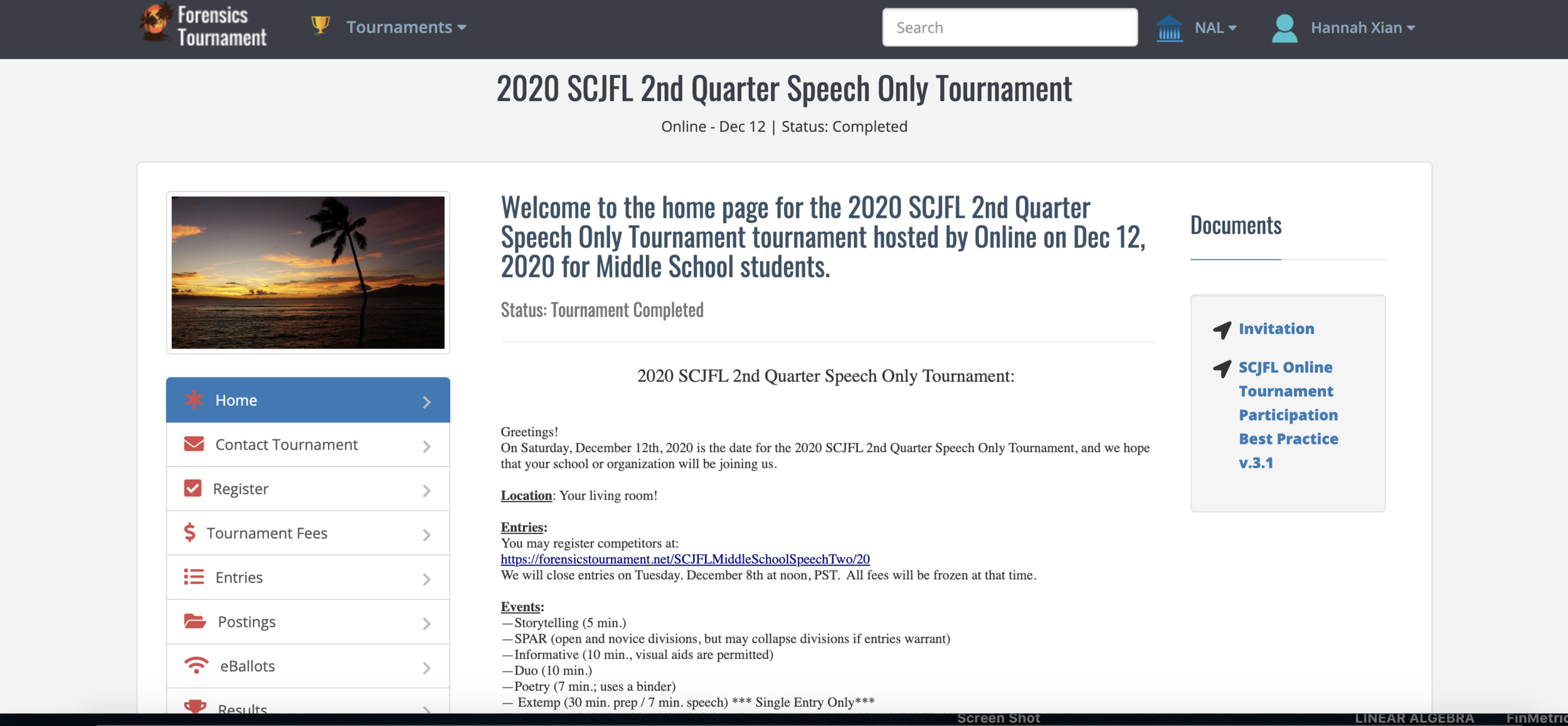 2021 SCJFL 4th Quarter Speech Only Tournament