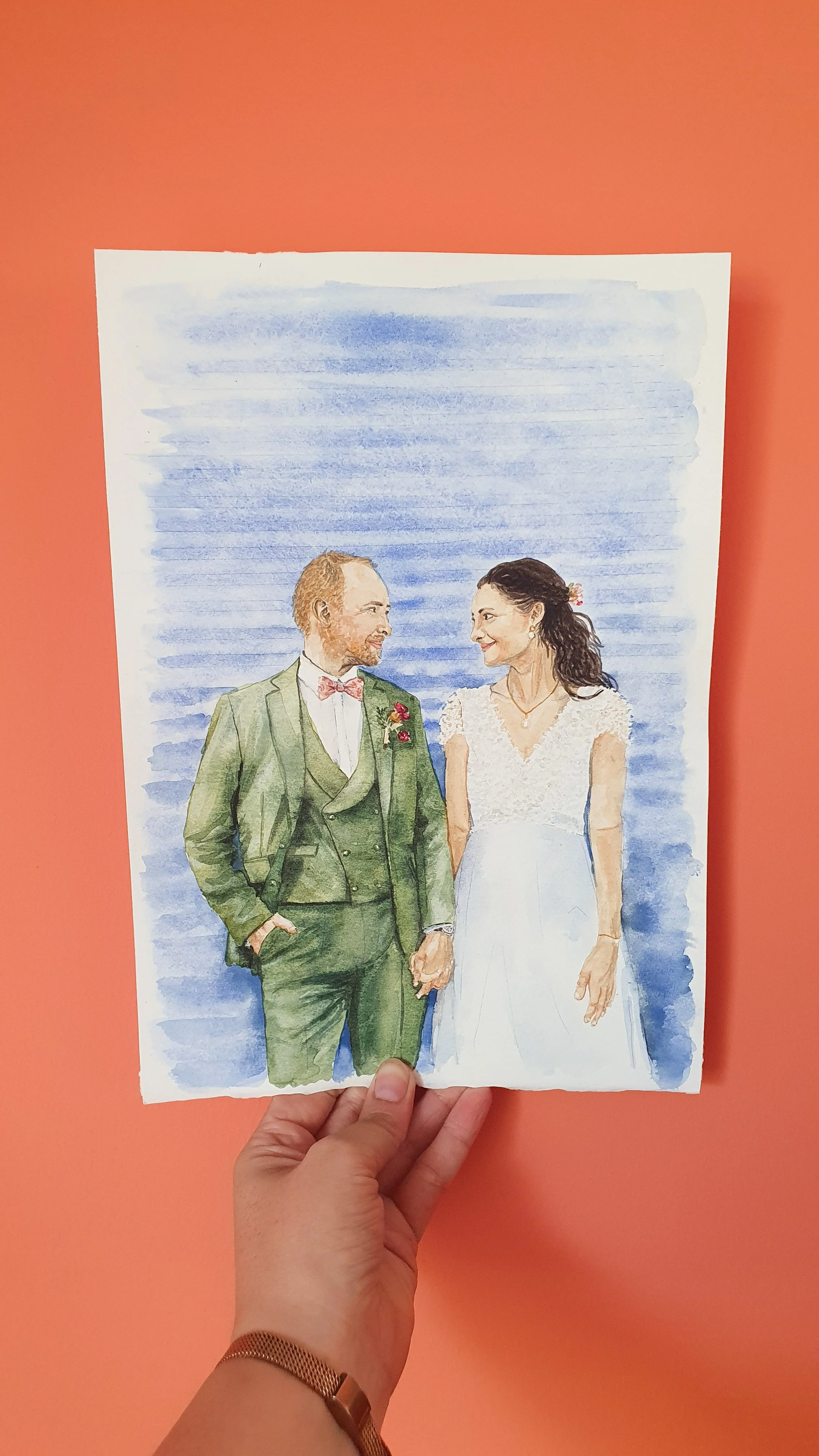 Cadeau de mariage aquarelle originale : portrait de mariés