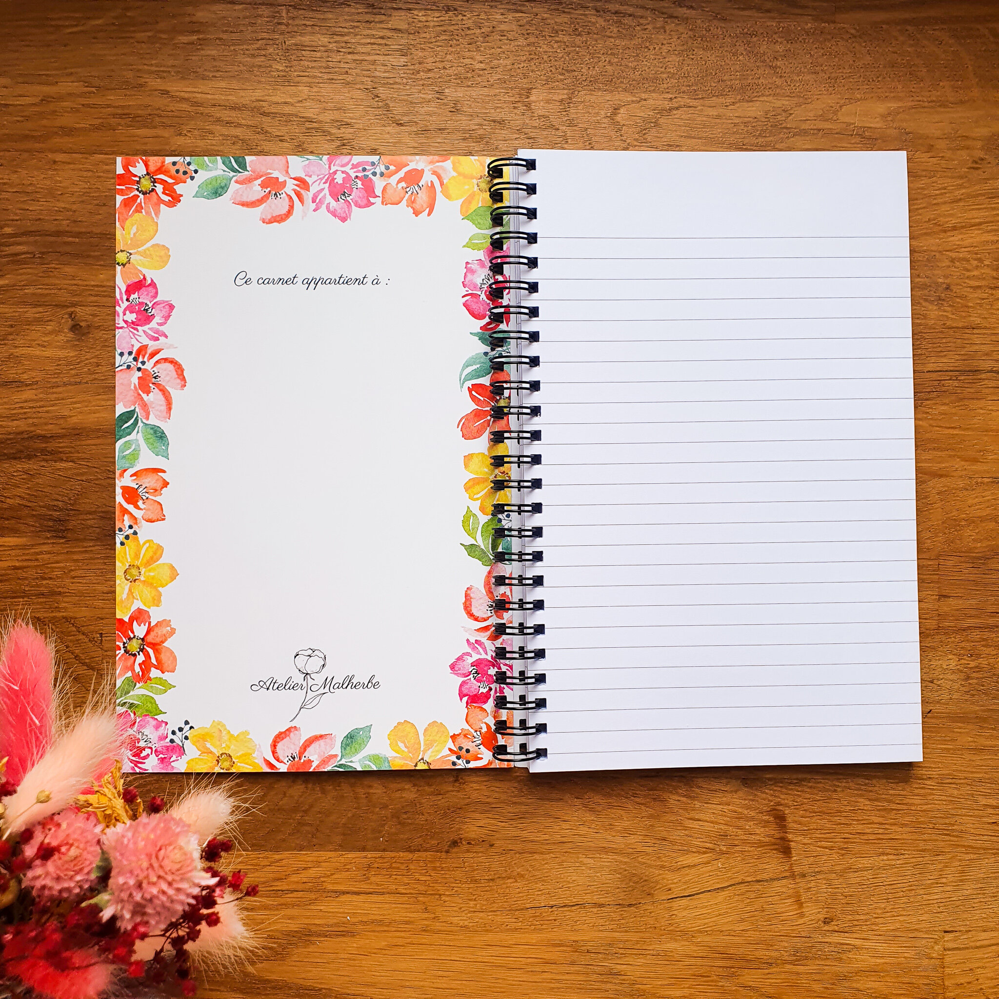 Cahier de notes Fleuri