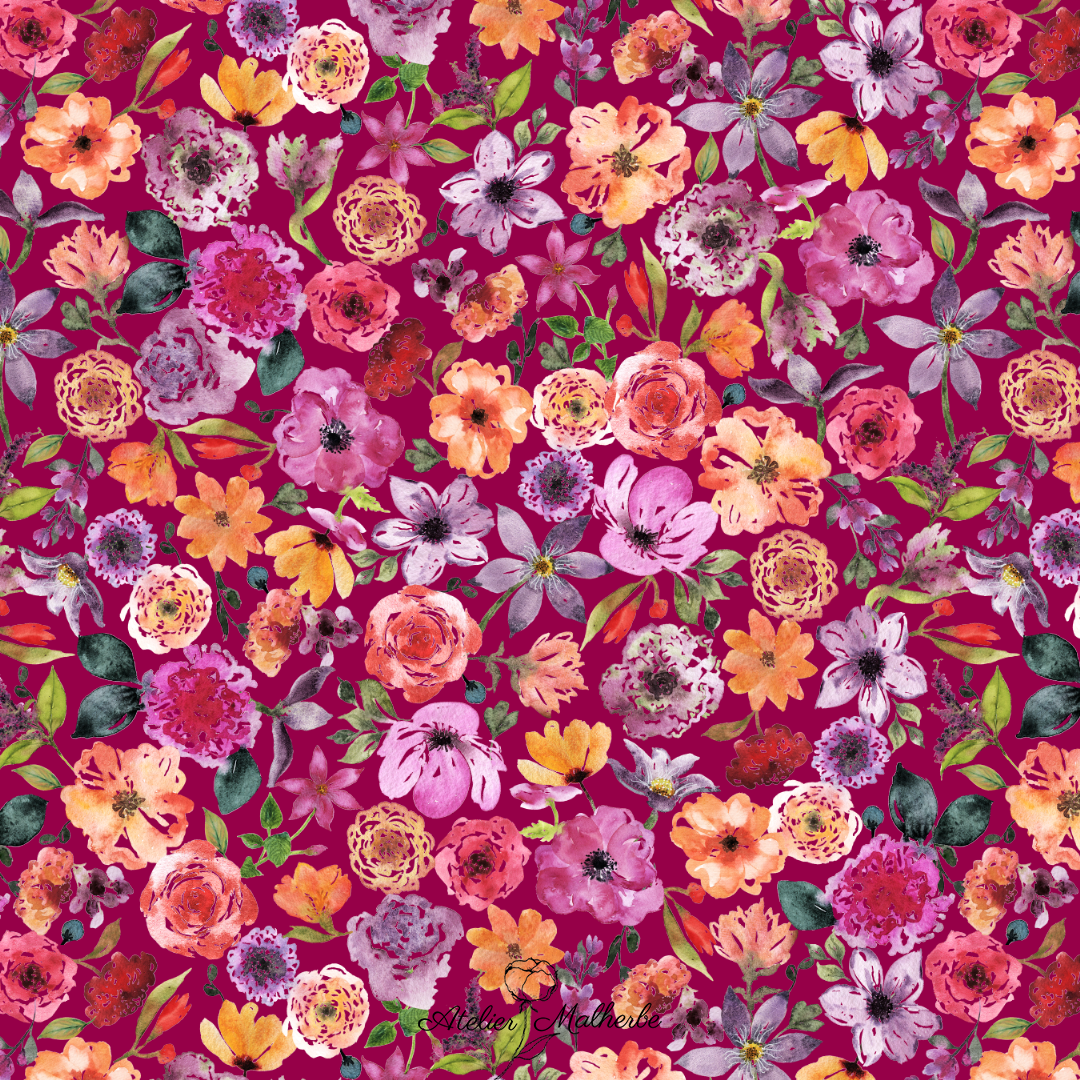 Pattern designer freelance - Des motifs fleuris et colorés à l'aquarelle