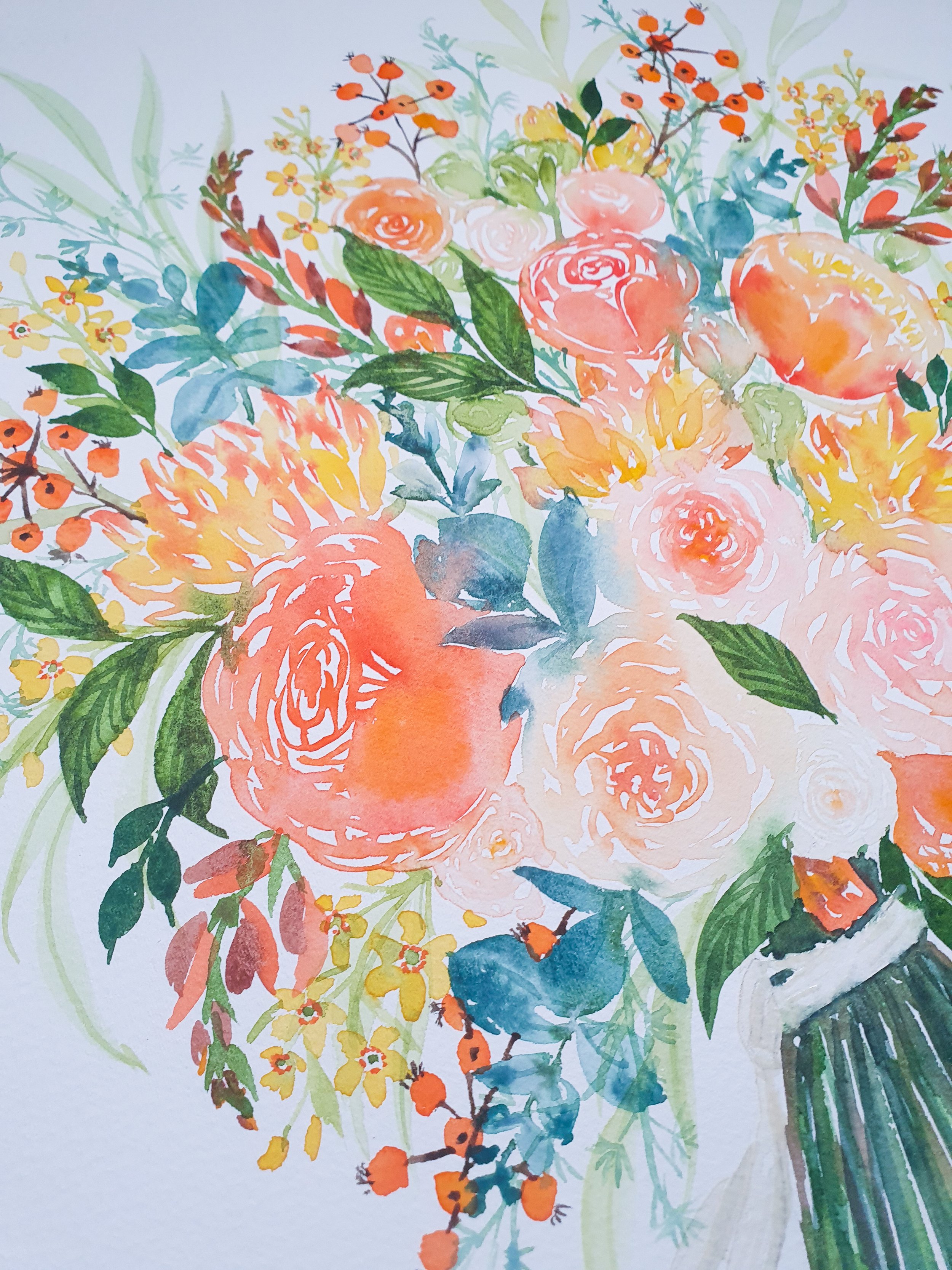 Peinture de votre bouquet de mariage à l'aquarelle