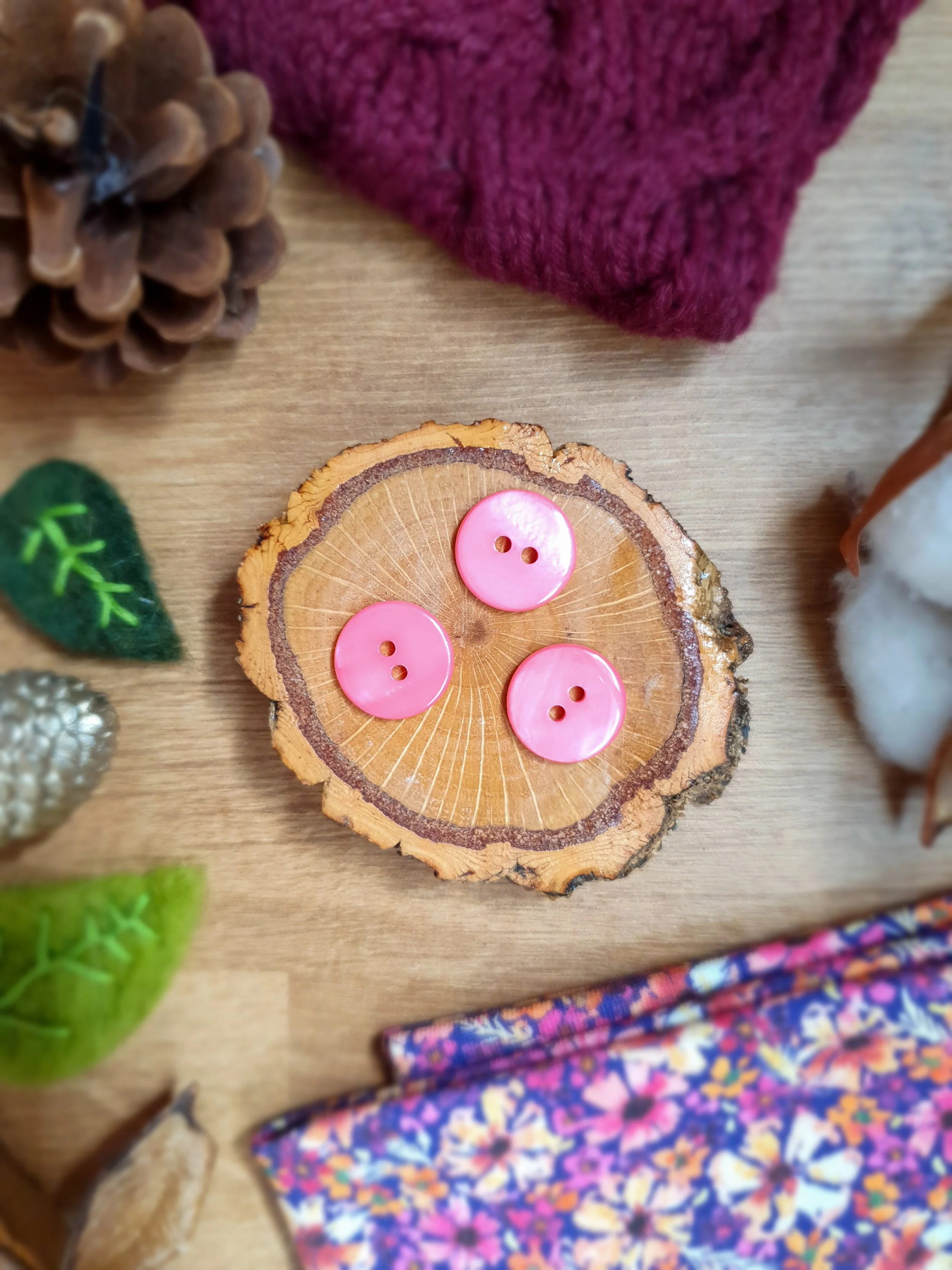 Bouton en nacre Malherbe Rose Barbie