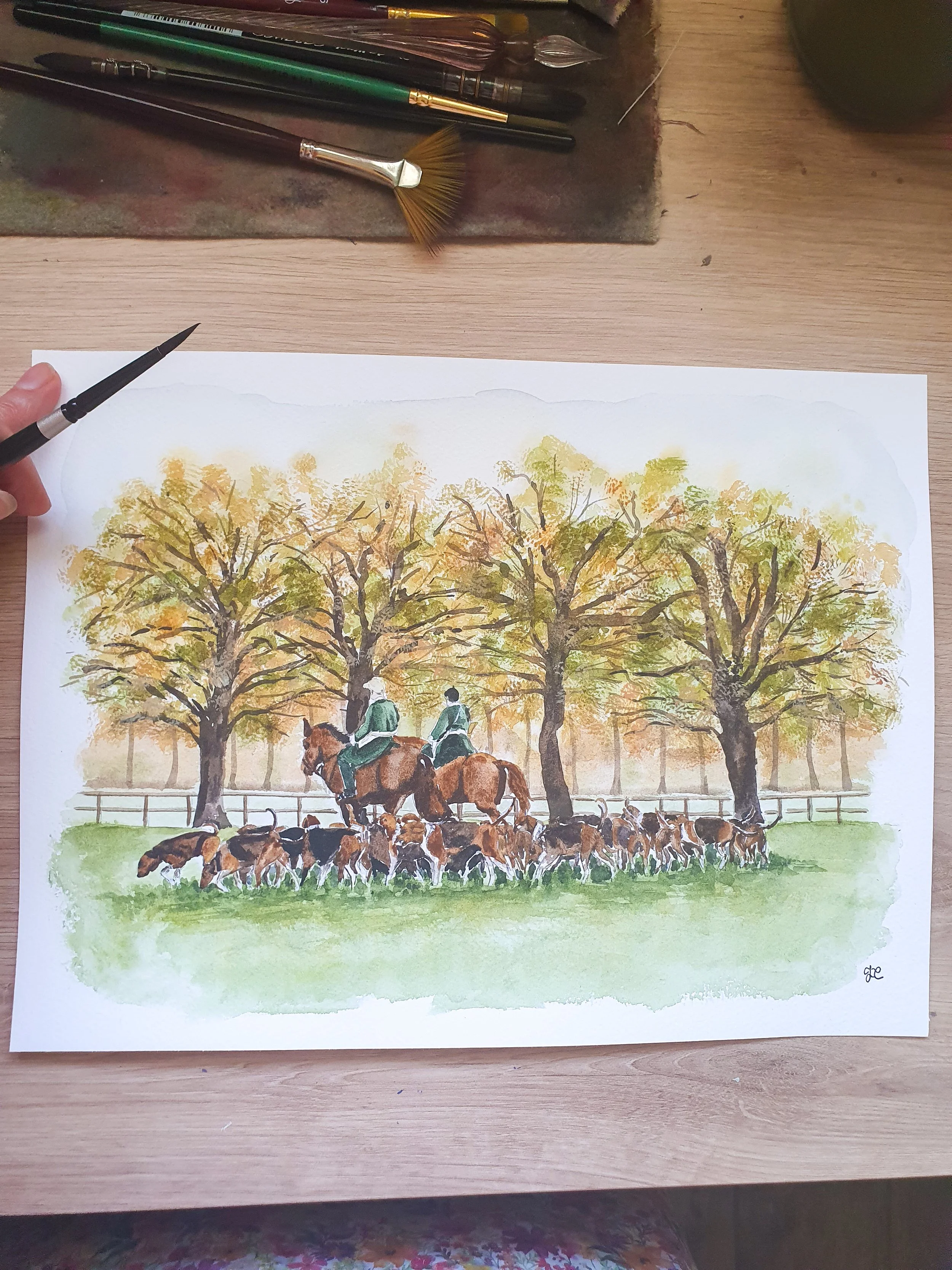 Maison de famille, lieu de réception, paysage personnalisé à l'aquarelle