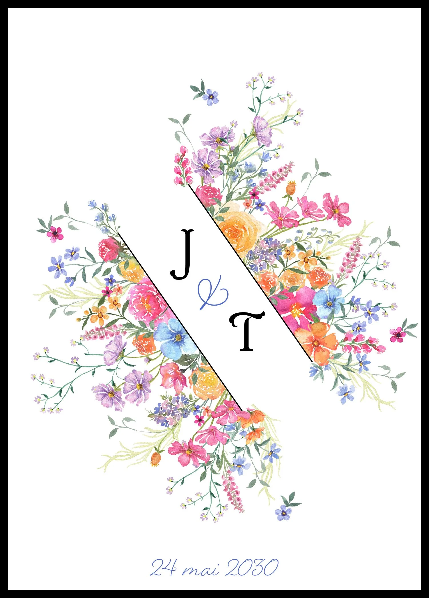 Faire part aquarelle mariage fleurie rêves botaniques