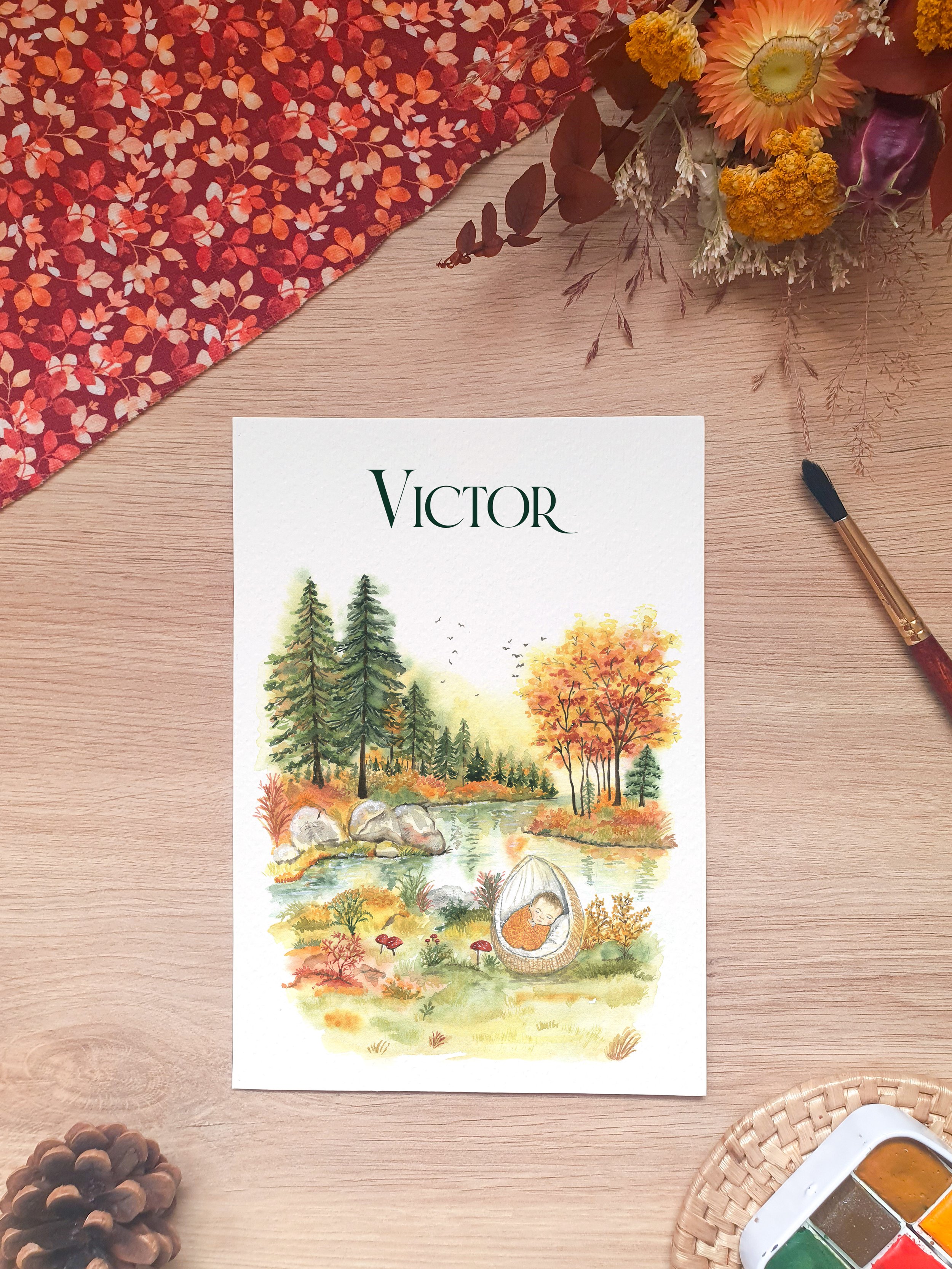 AtelierMalherbe_bébé--paysage_Automne_FP-naissance-aquarelle_recto