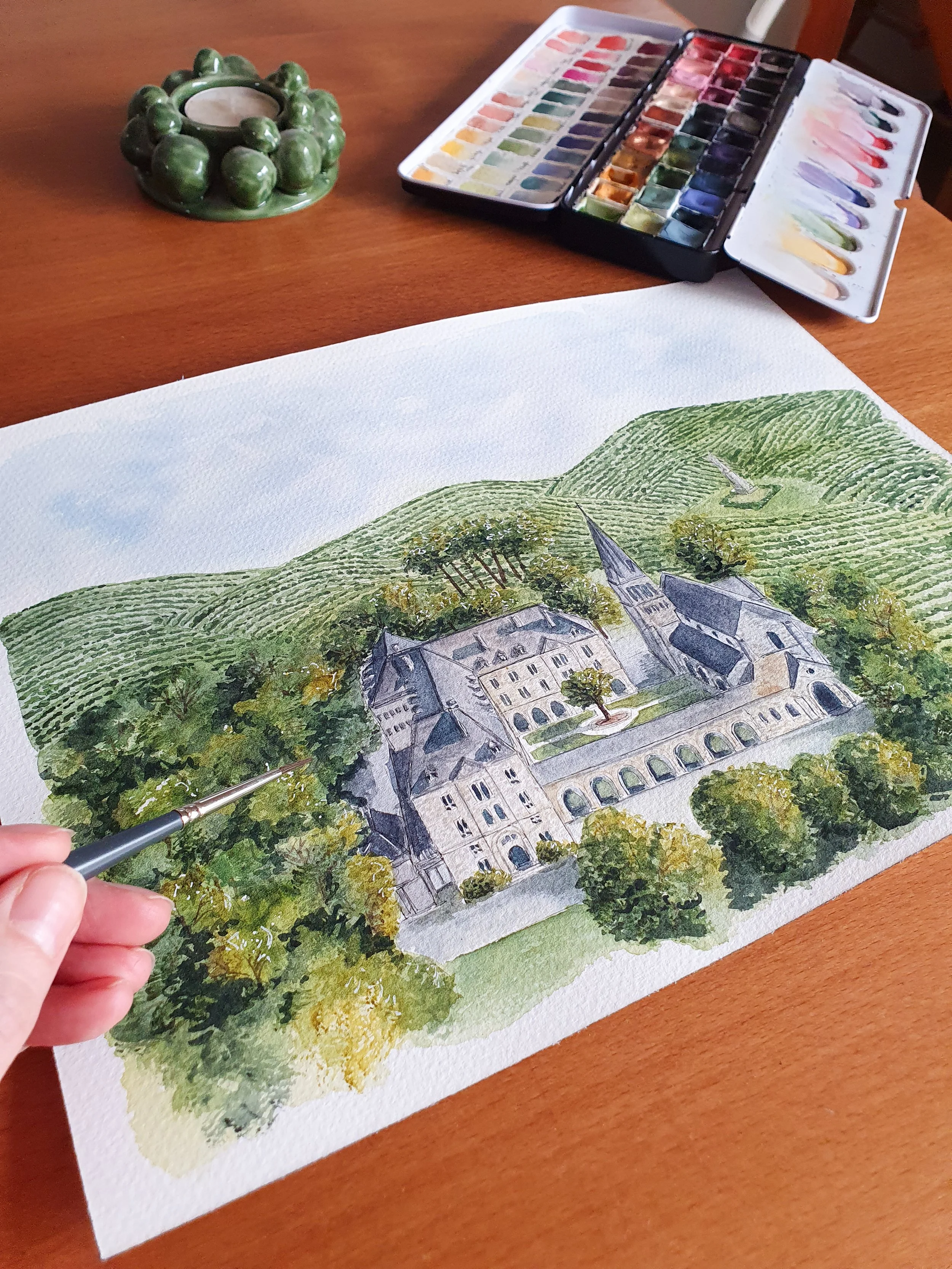 paysage aquarelle personnalisé lieu de réception