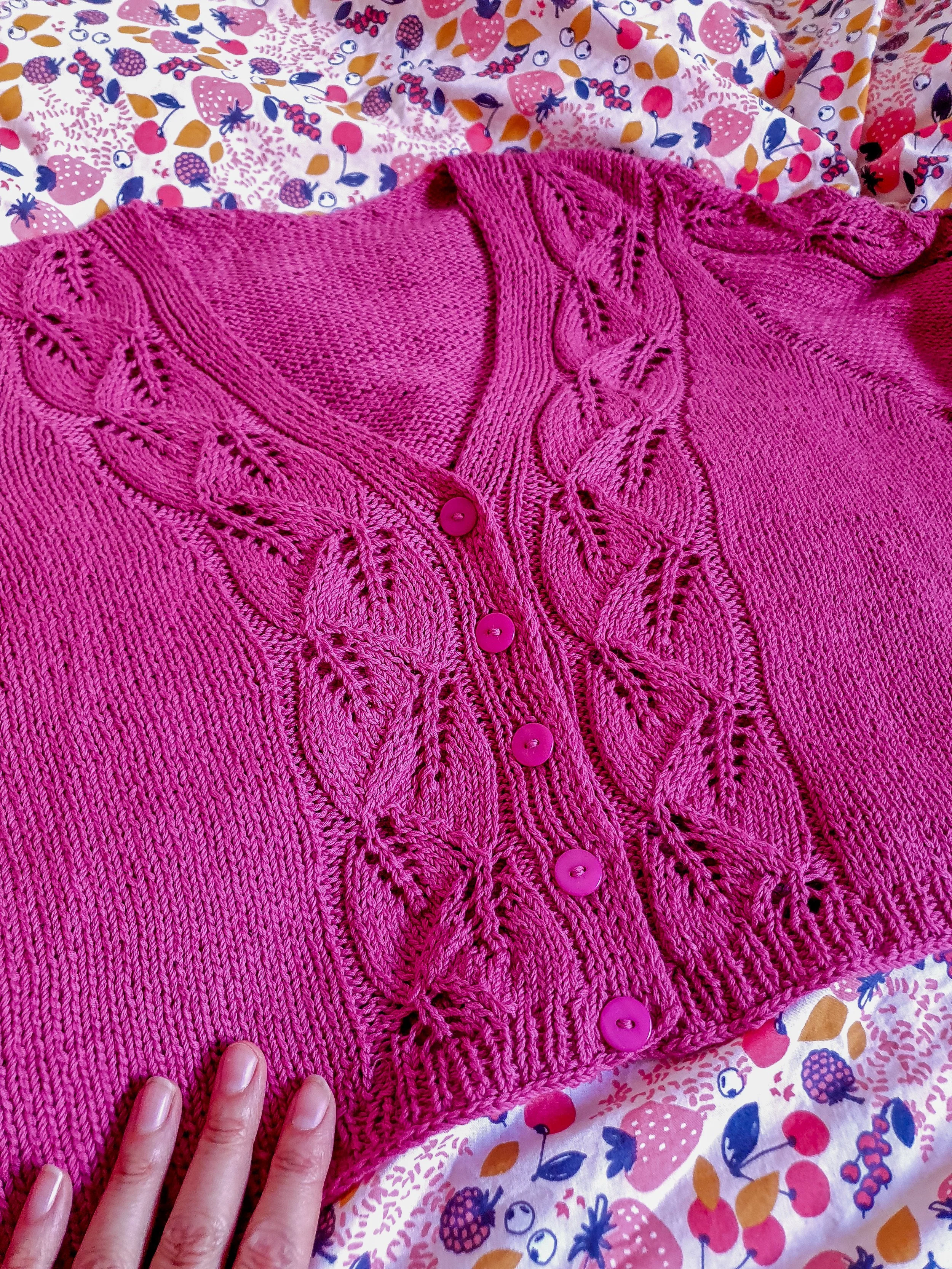 Patron tricot gilet femme été Suzanne PDF – Dentelle motif feuille