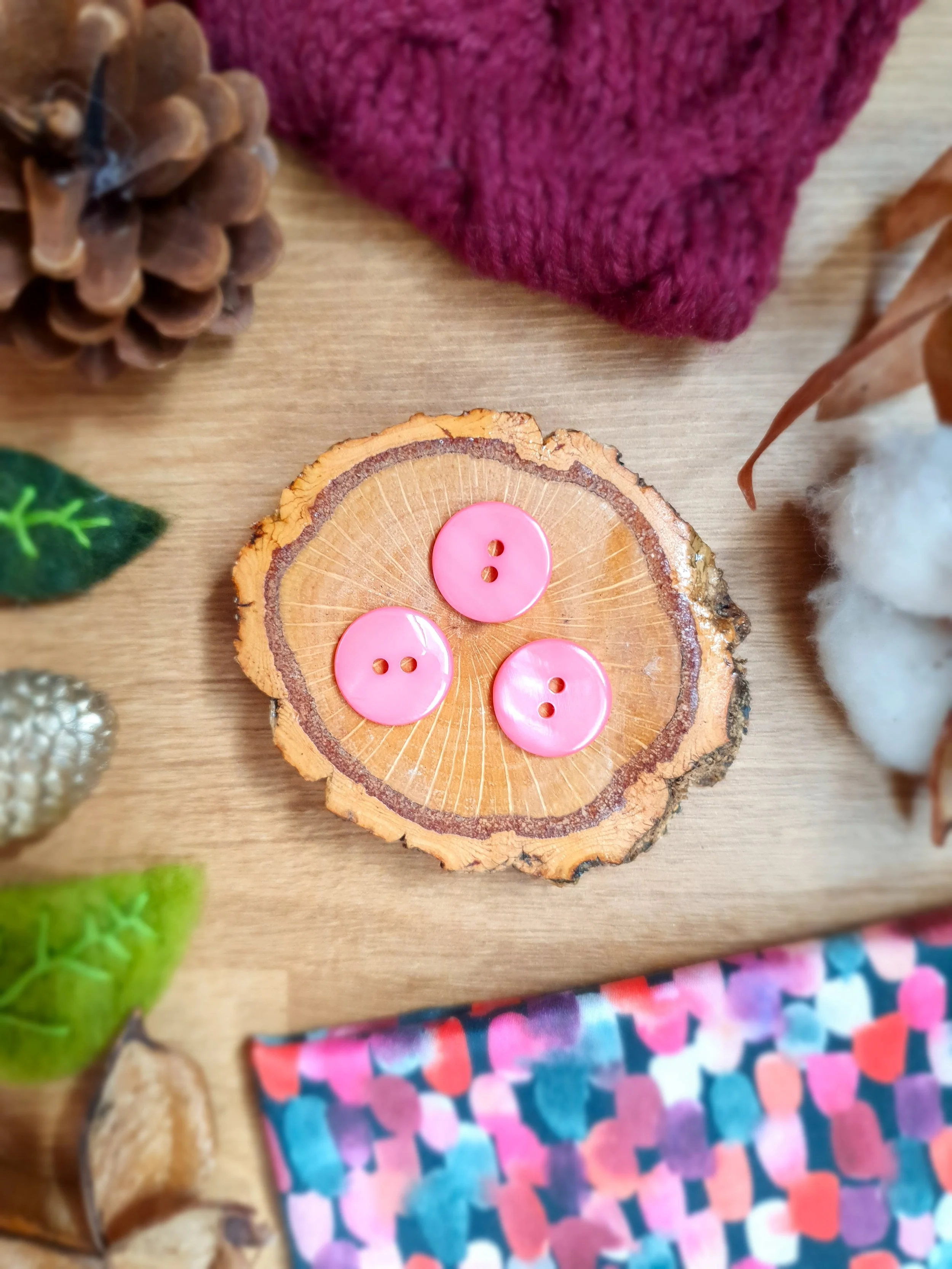 Bouton en nacre Malherbe Rose Barbie