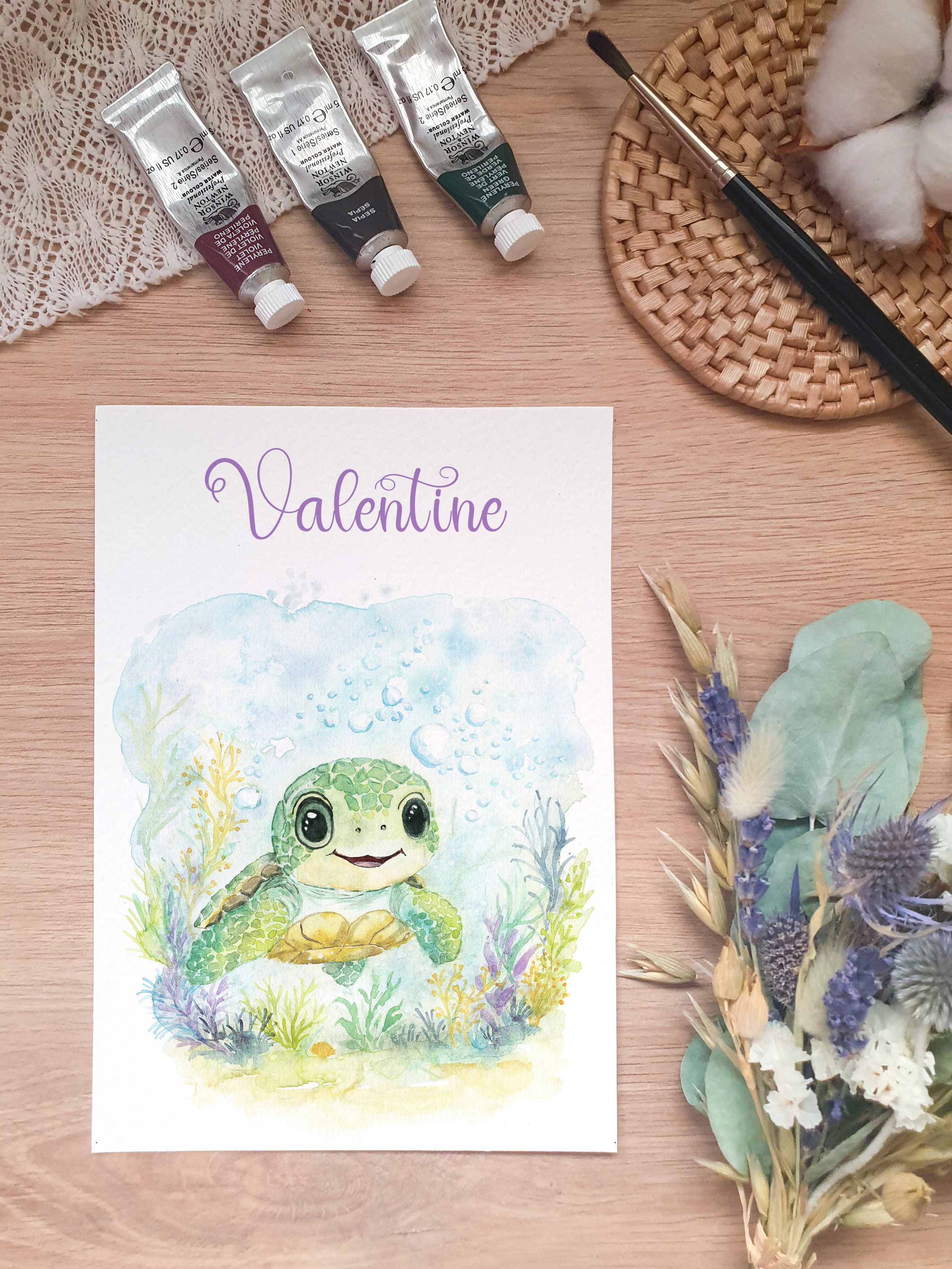 faire part de naissance aquarelle originale bébé tortue mignon