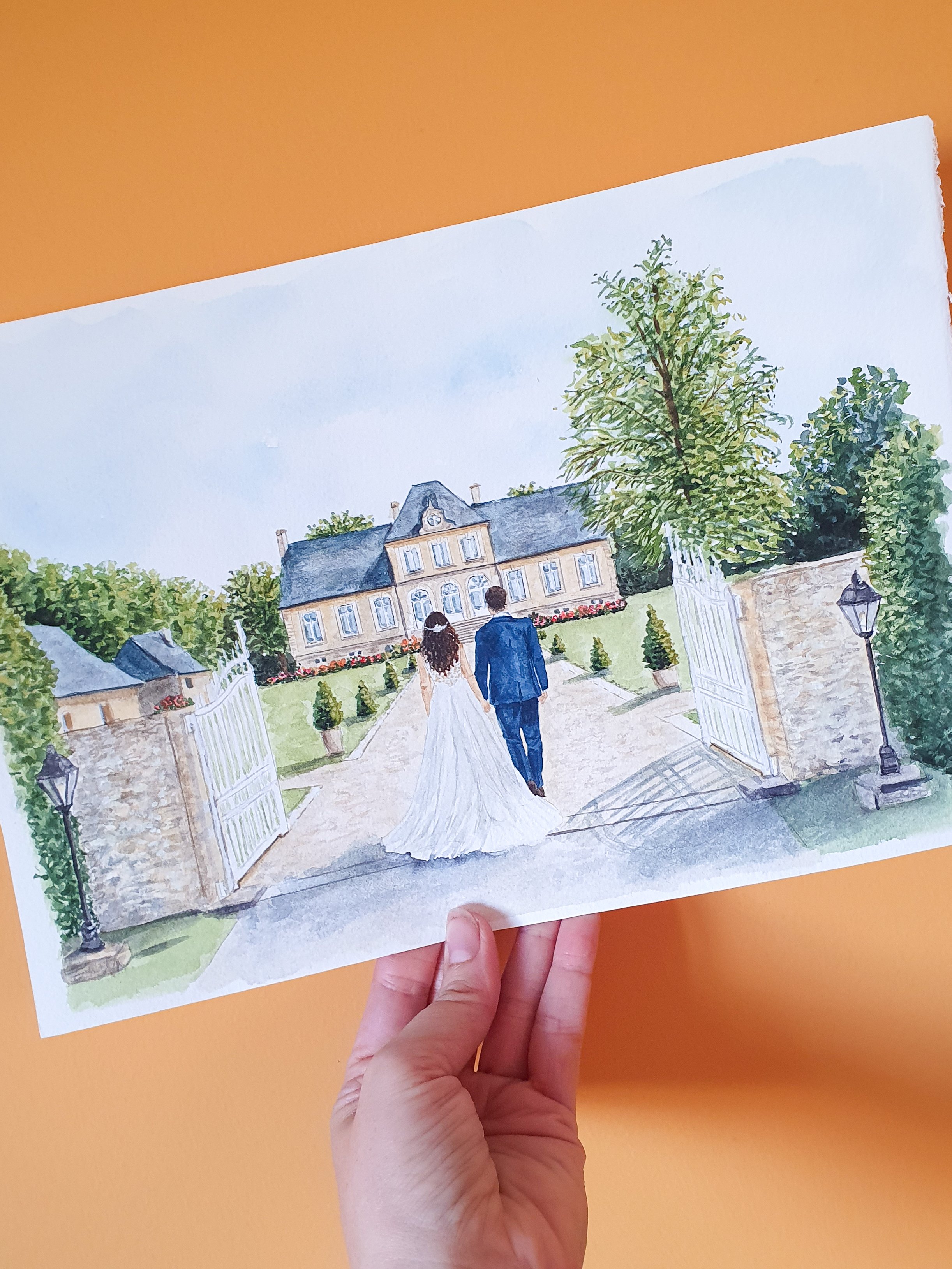 illustration aquarelle couple de marié