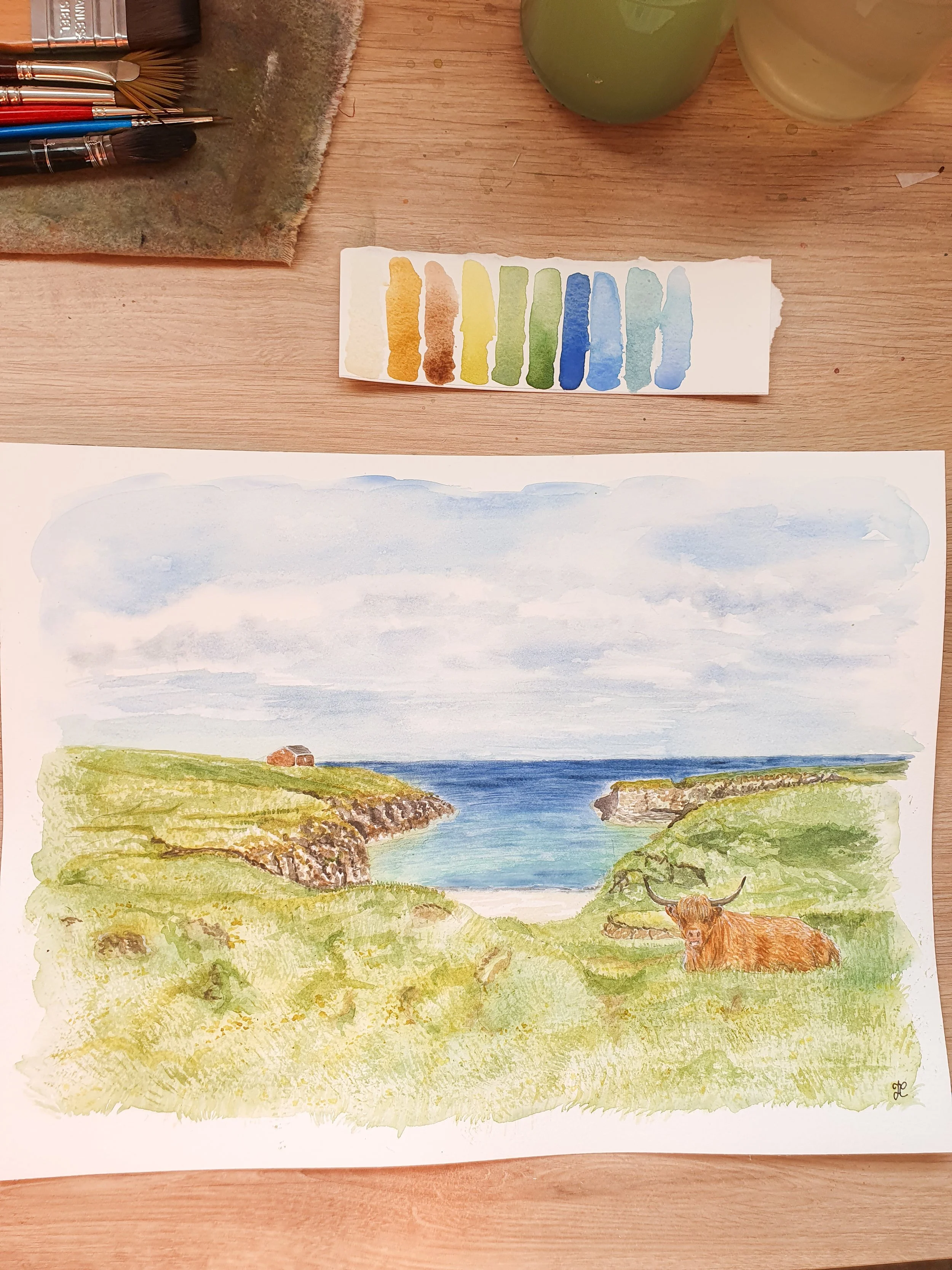 Maison de famille, lieu de réception, paysage personnalisé à l'aquarelle