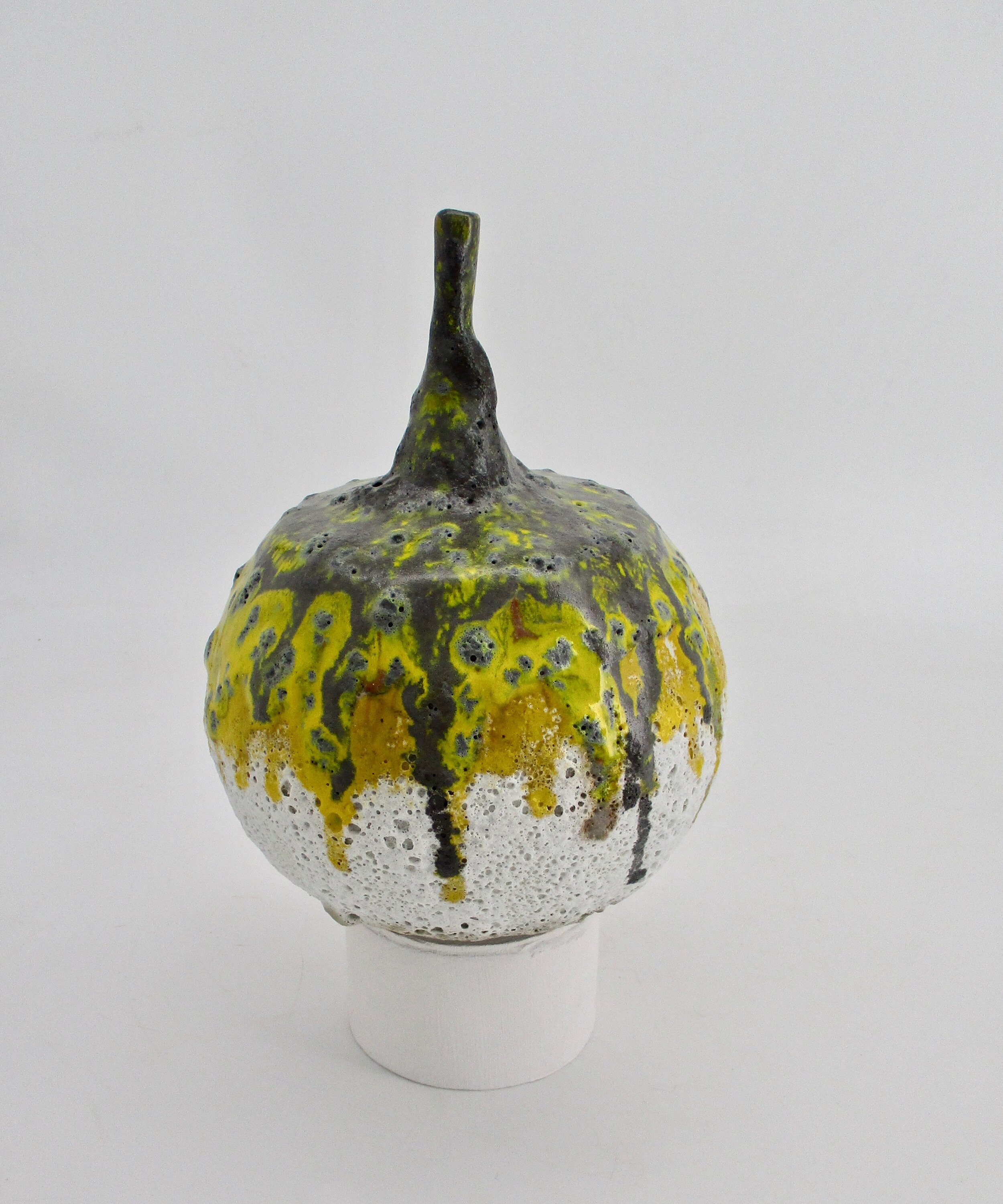 Yellow Grey Fat Lava Vase.