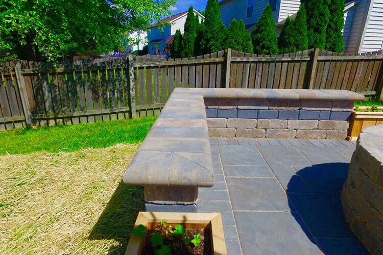 Beautiful patio with sitting wall in Worthington, Ohio