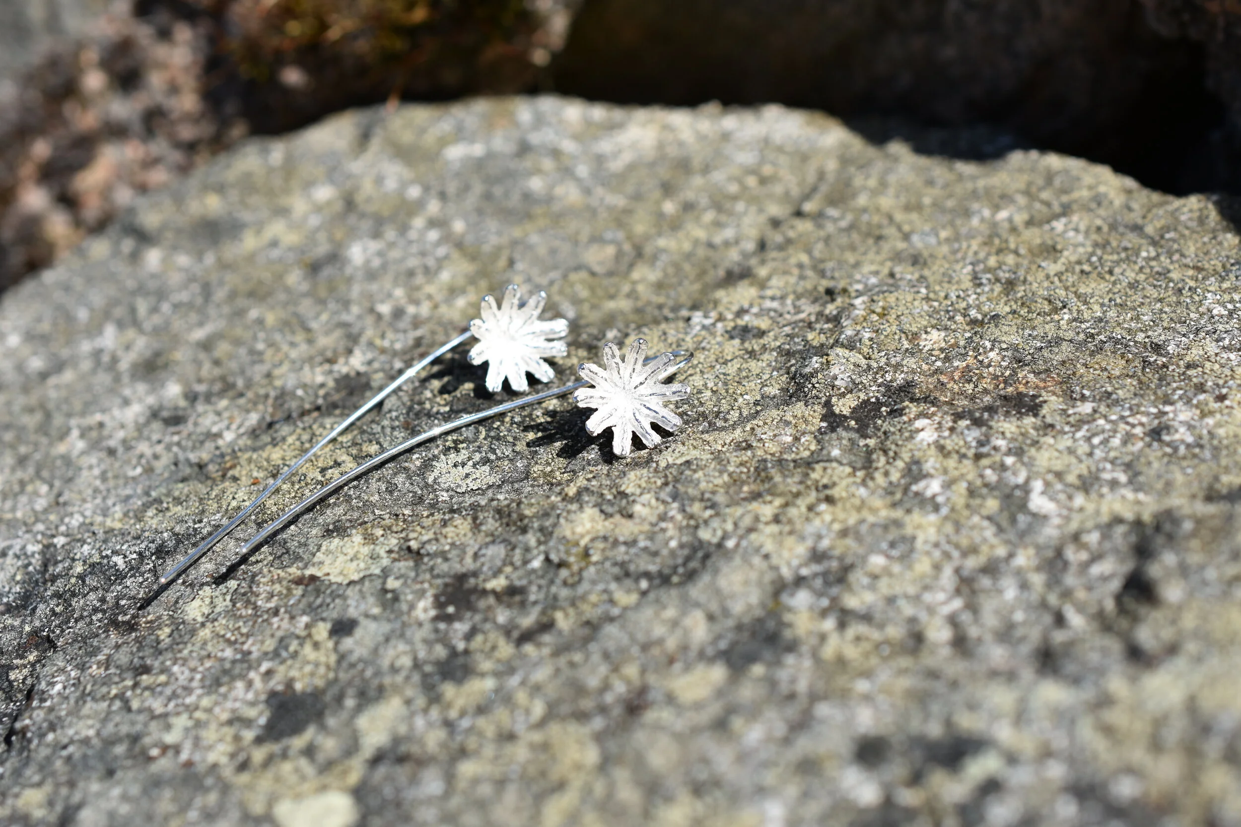 sterling silver poppy stem earrings