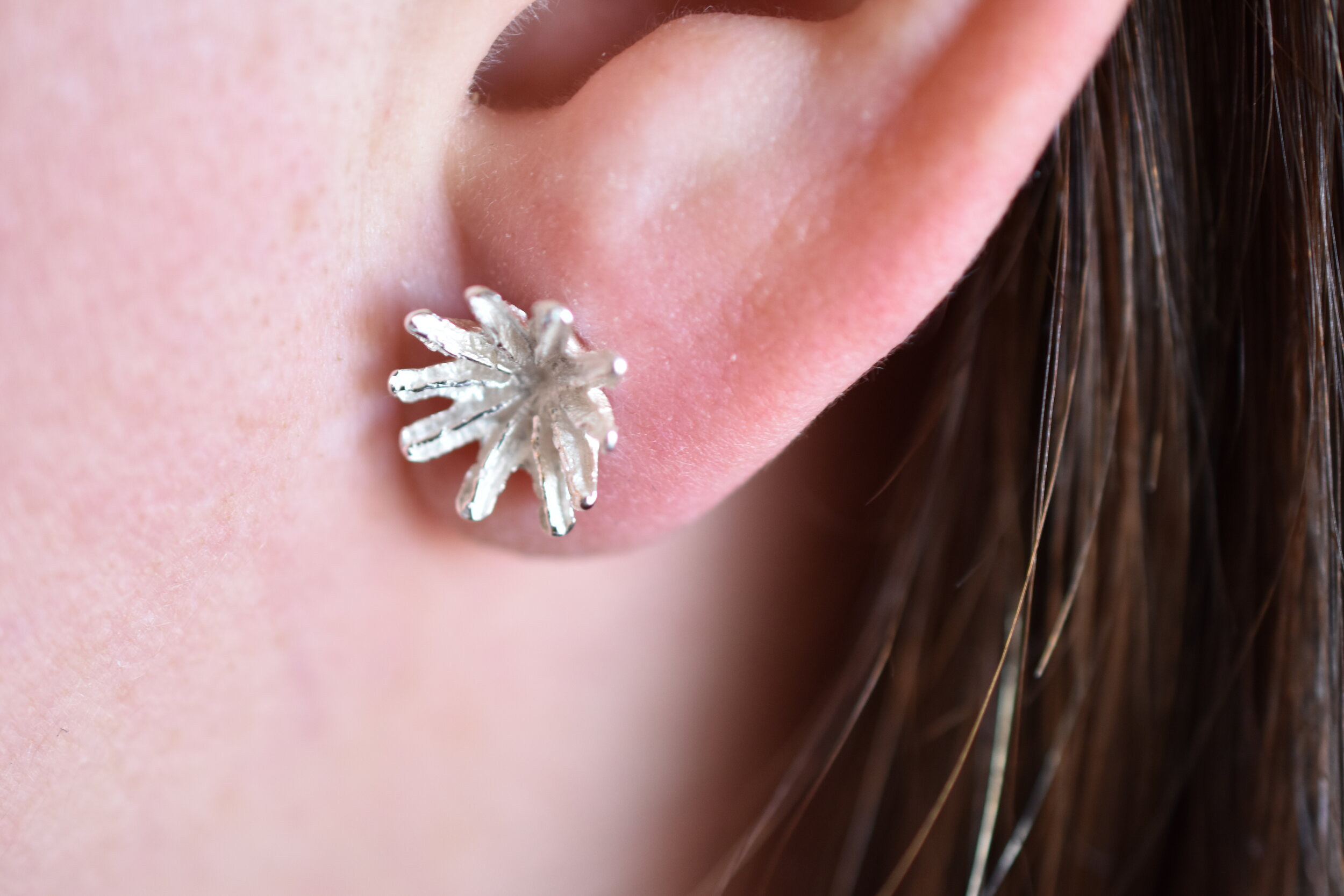 sterling silver poppy earrings
