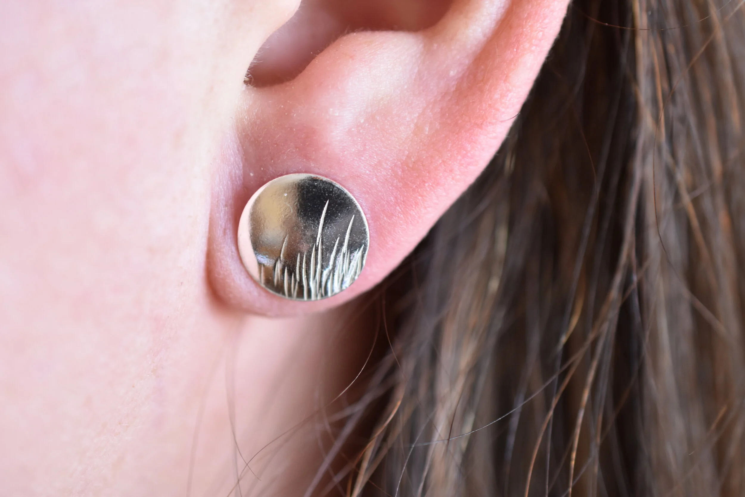 sterling silver textured grass earrings
